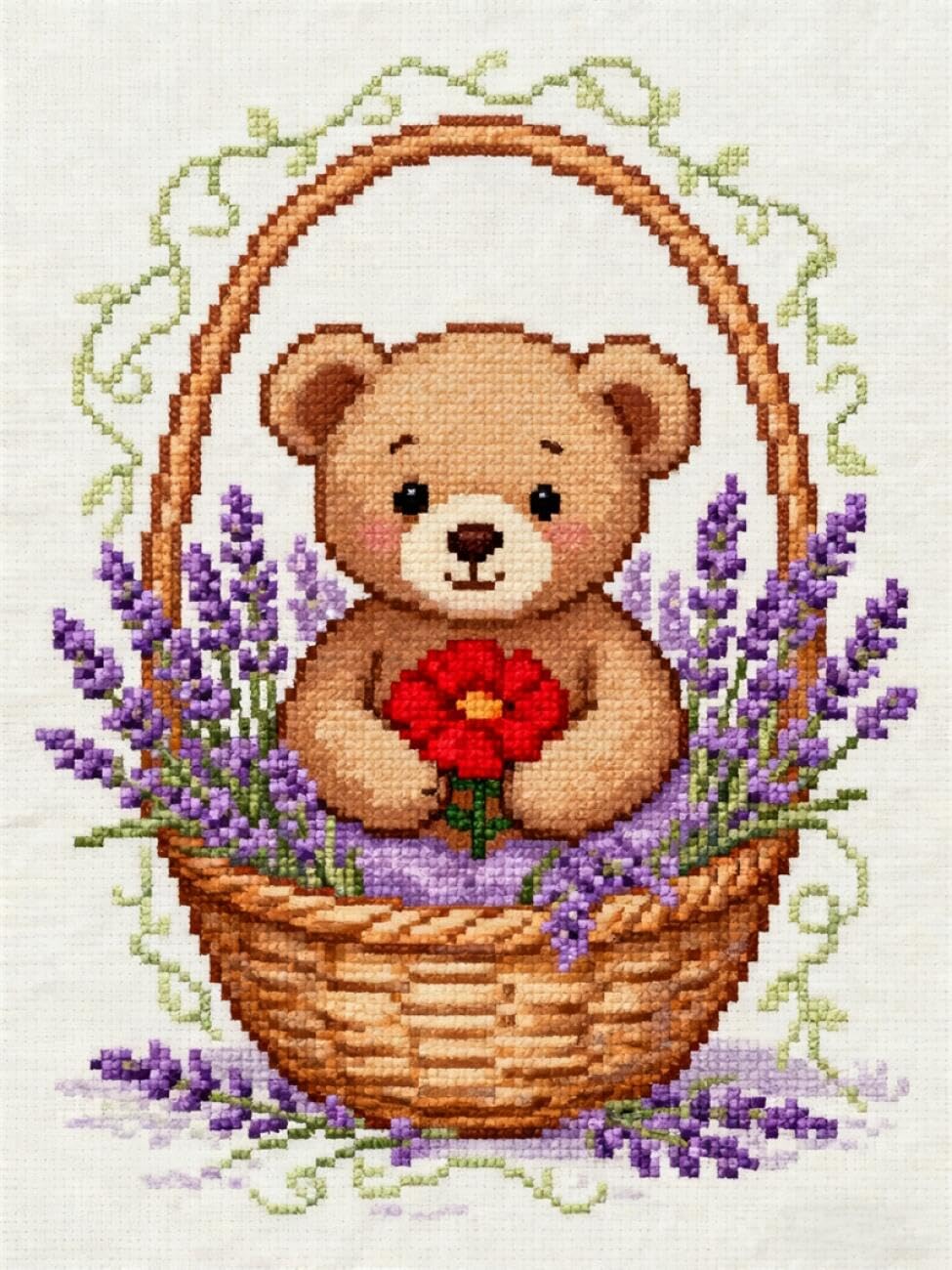 Henypt DIY Latch Hook Rug Kit Bear and Lavender 90x120cm