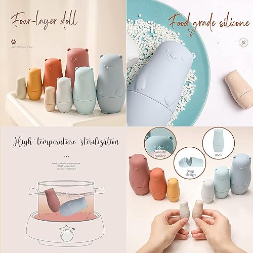 Miniatura 3 de Muñecas de anidación | Muñecas rusas de silicona para niños pequeños | Muñeca Matryoshka Montessori Juguete educativo | Juguetes de muñeca anidable