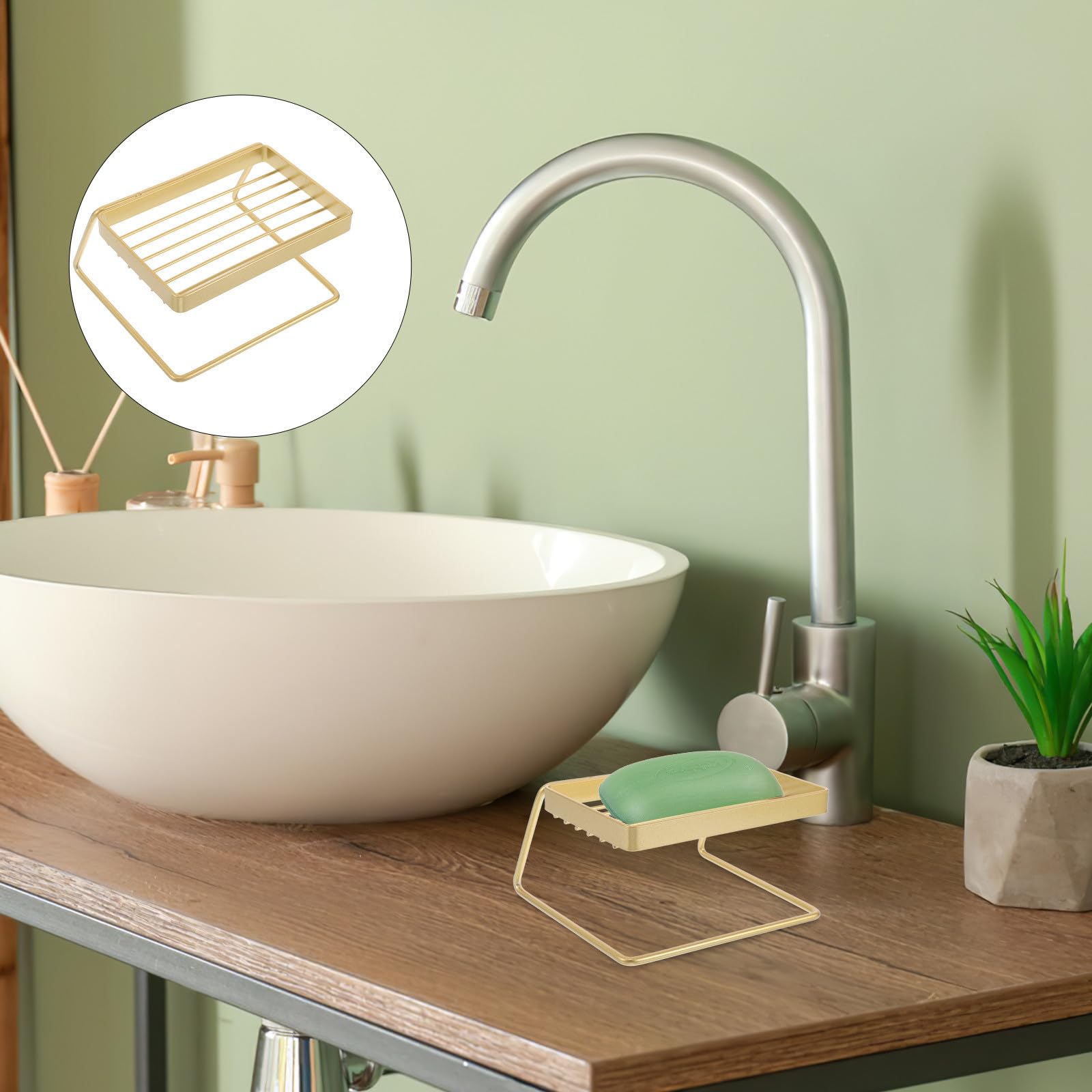 Operitacx 5 Piezas Jabonera de Acero Inoxidable Dorado Drenaje para Baño y