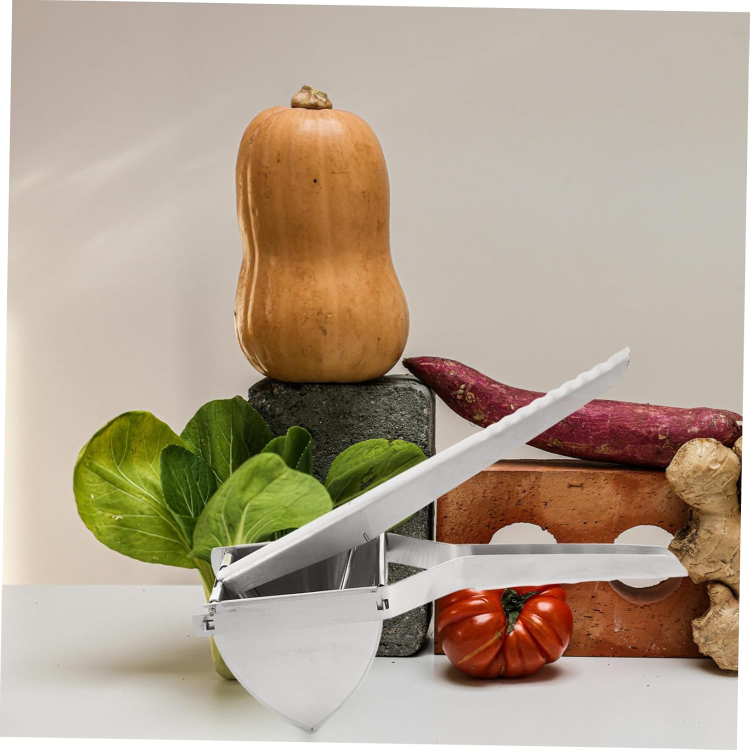 BESTYASH Potato Presser Ricer Garlic Avocado Masher Tool Stainless Steel Effortlessly Smooth Potatoes Saves Kitchen Effort