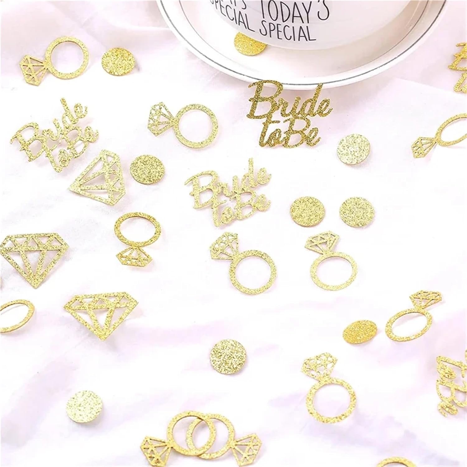 Table Confetti 500 Pcs Rose Gold Bride To Be Diamond Ring Heart Willy Paper Confetti Hen Night Bachelorette Party Wedding Decoration Supplies(Rose gold)