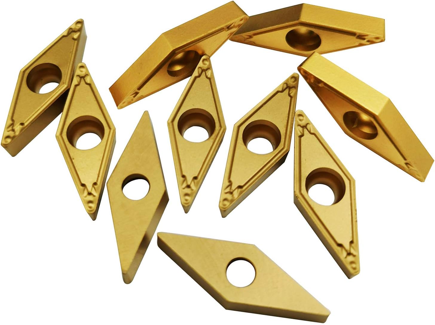 VBMT332 / VBMT160408-HQ US735 CNC Lathe Indexable Carbide Turning Insert Cutting Blade for VBMT Turning Tool Holder, Multilayer Coated, 3/16" Thick, 1/32" Radius (VBMT332 yellow)