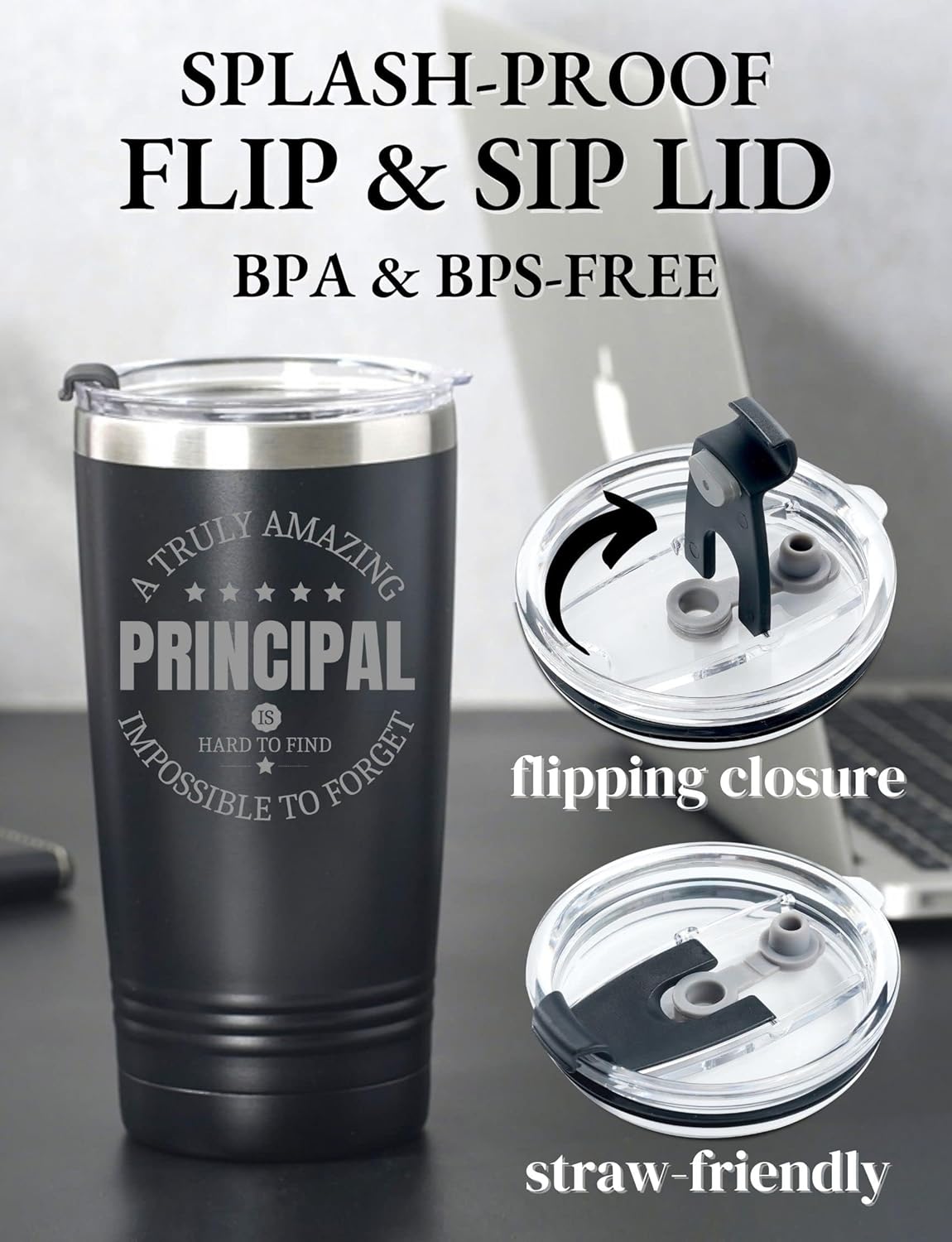 Onebttl Principal Appreciation Gifts for Men Women, 20oz Stainless Steel Tumbler for Principal Day, Appreciation Week, Christmas, Retirement for School Principals - Amazing Principal - Image 2