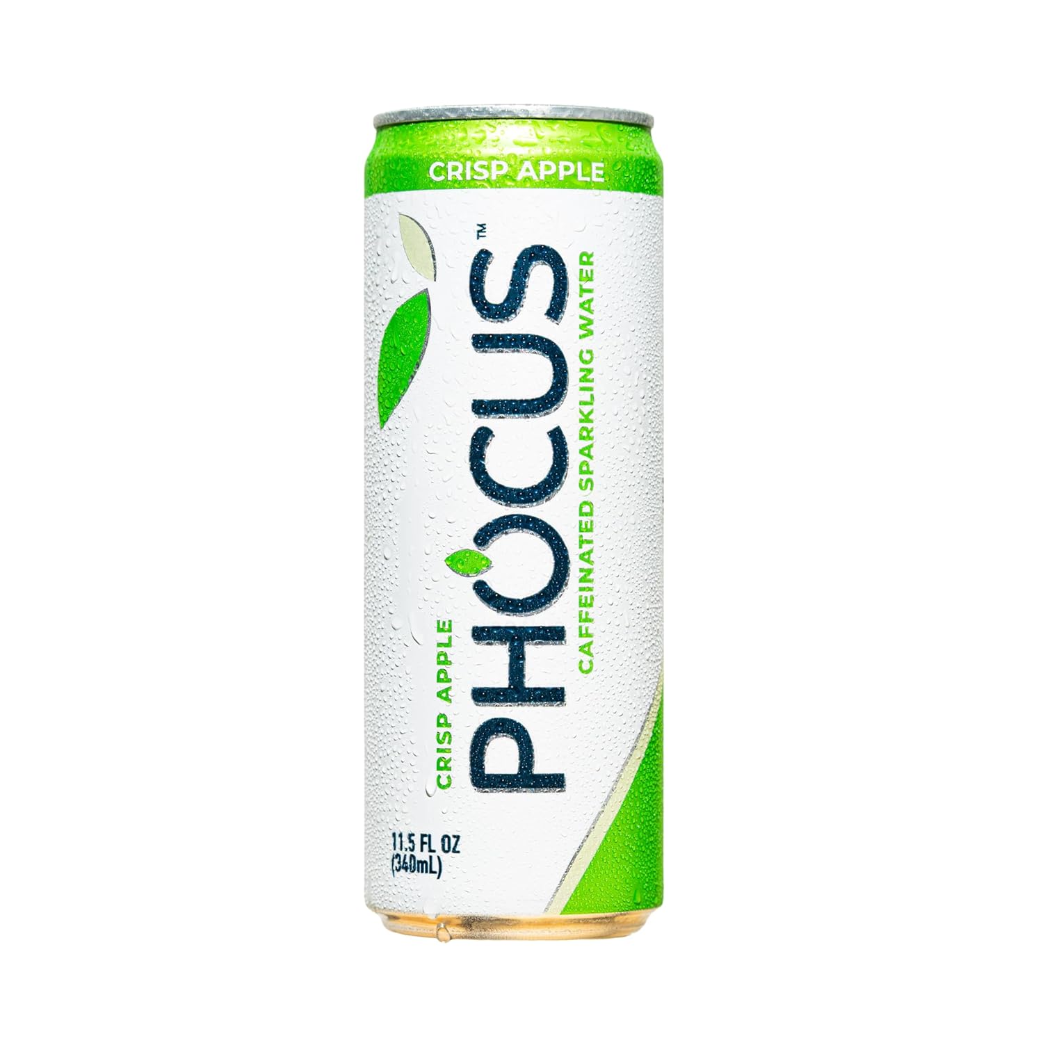 PHOCUS Caffeinated Sparkling Water, Crisp Apple, 75mg Natural Caffeine Plus L-Theanine, Zero Sugar, Zero Calories, No Artificial Sweeteners, 11.5 fl oz Cans (Pack of 12)