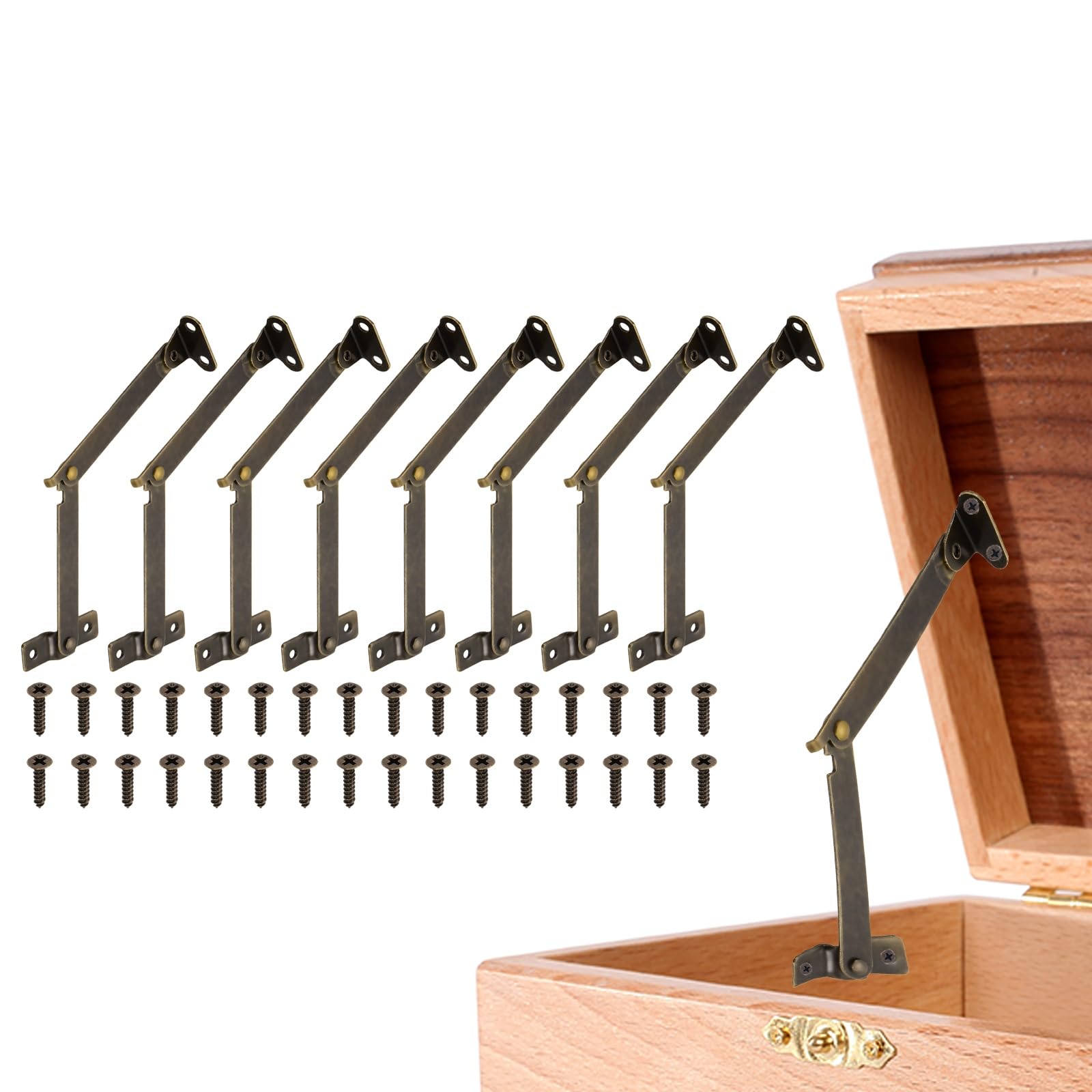 sourcing map Folding Lid Support Hinges 3.5" Rotatable Hinges Bronze 8Pcs