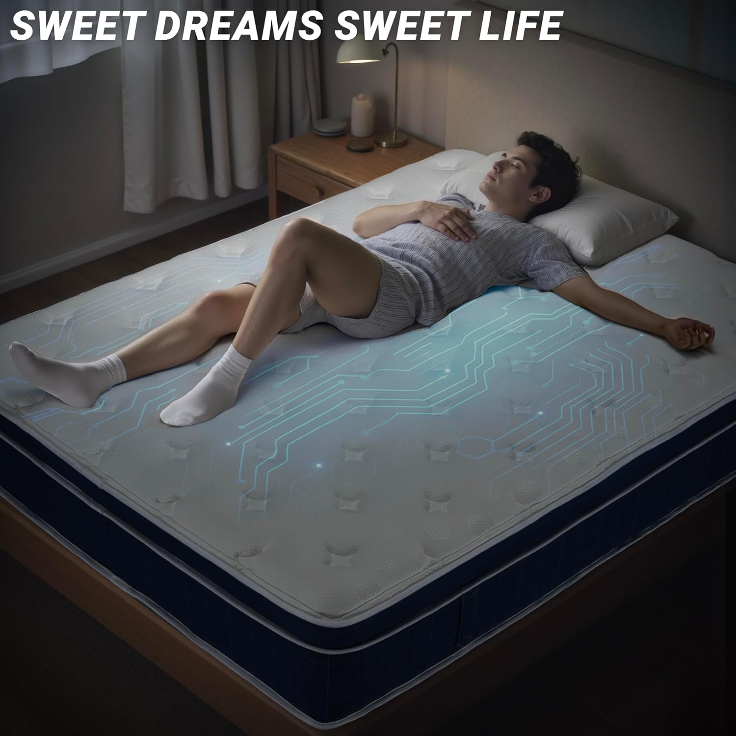 inight 14 Inch King Size Hybrid Mattress, Medium Firm Spine Alignment with Nebulign Foam & Silent Pocket Coils, Motion Isolation, Fiberglass Free, CFR 1633 Compliant