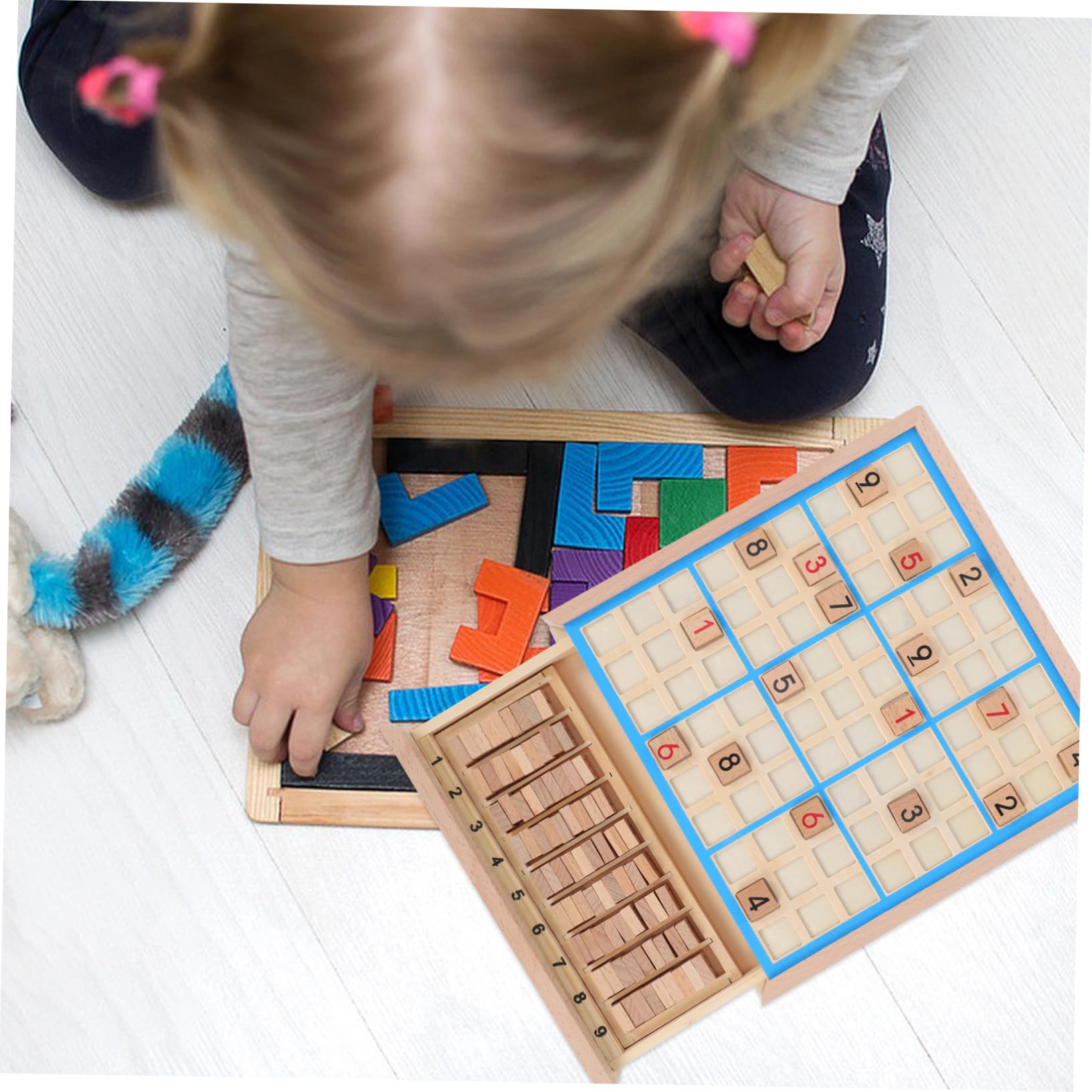 Toyvian Jeu De Société Sudoku en Bois 22.50 Cm Puzzle Educatif pour Enfants Formation Raisonnement Logique Et Créativité Développement Intellectuel
