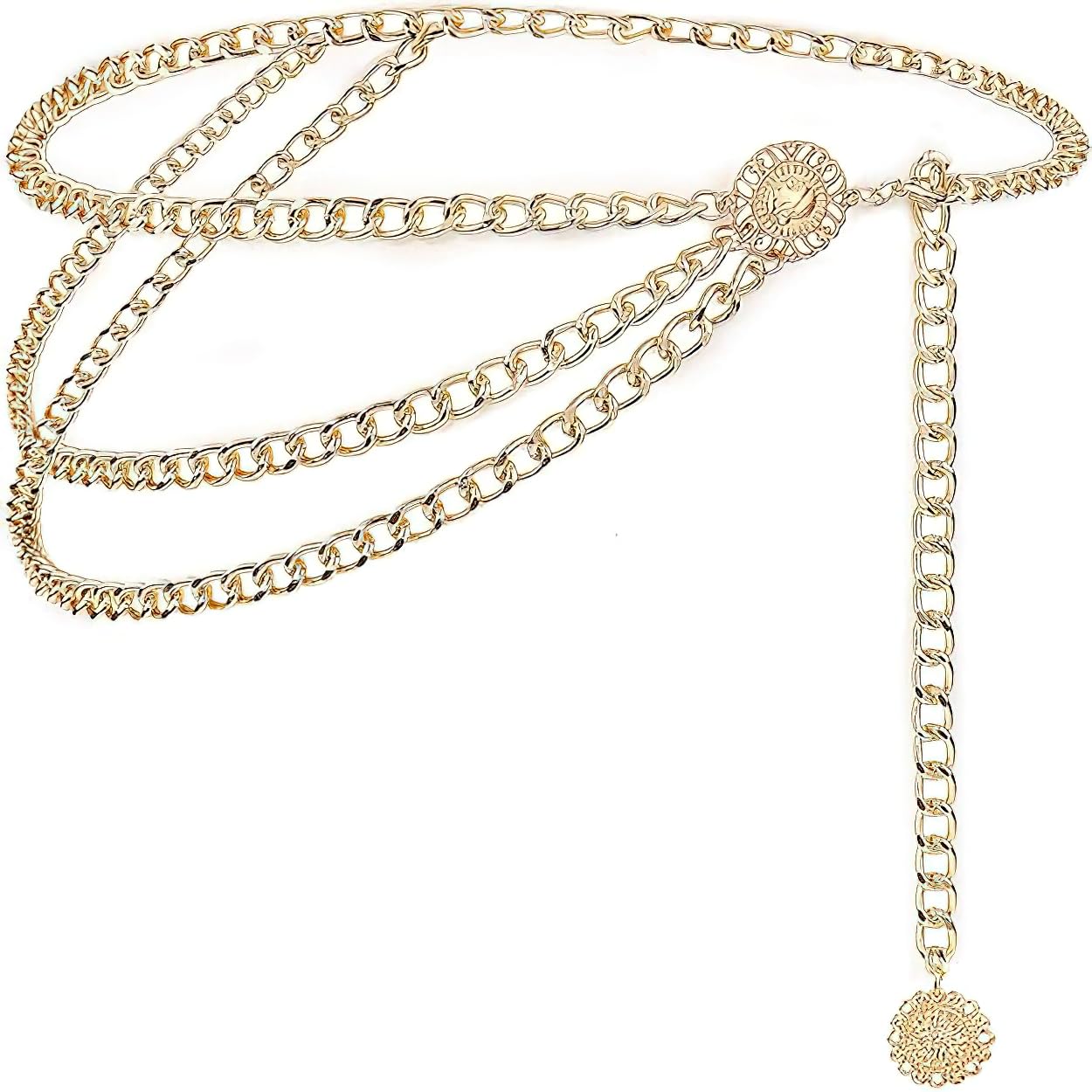 RVM Jewels Punk Waist Chain Belt Gold Metal Multi Layer Body Chains Fancy Belly Belts Party Sexy Body Accessories Jewelry 2C for Women (B0D97KQ5HN) Amazon Price History, Amazon Price Tracker