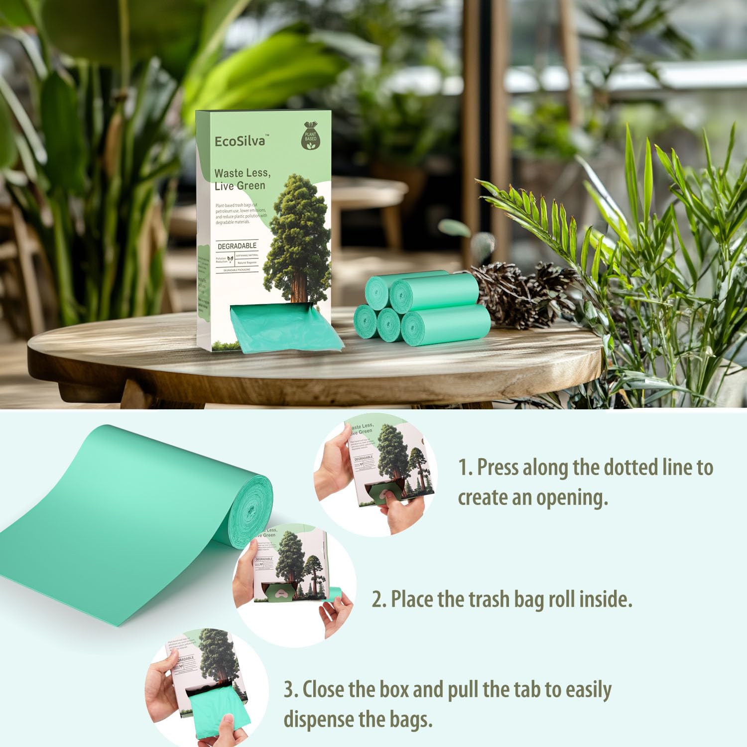 Bolsas de compostaje pequeñas de 3 galones, 125 unidades, bolsas de basura compostables pequeñas sin perfume, bolsas de basura biodegradables de 3 galones, aptas para baños de 11.36 litros