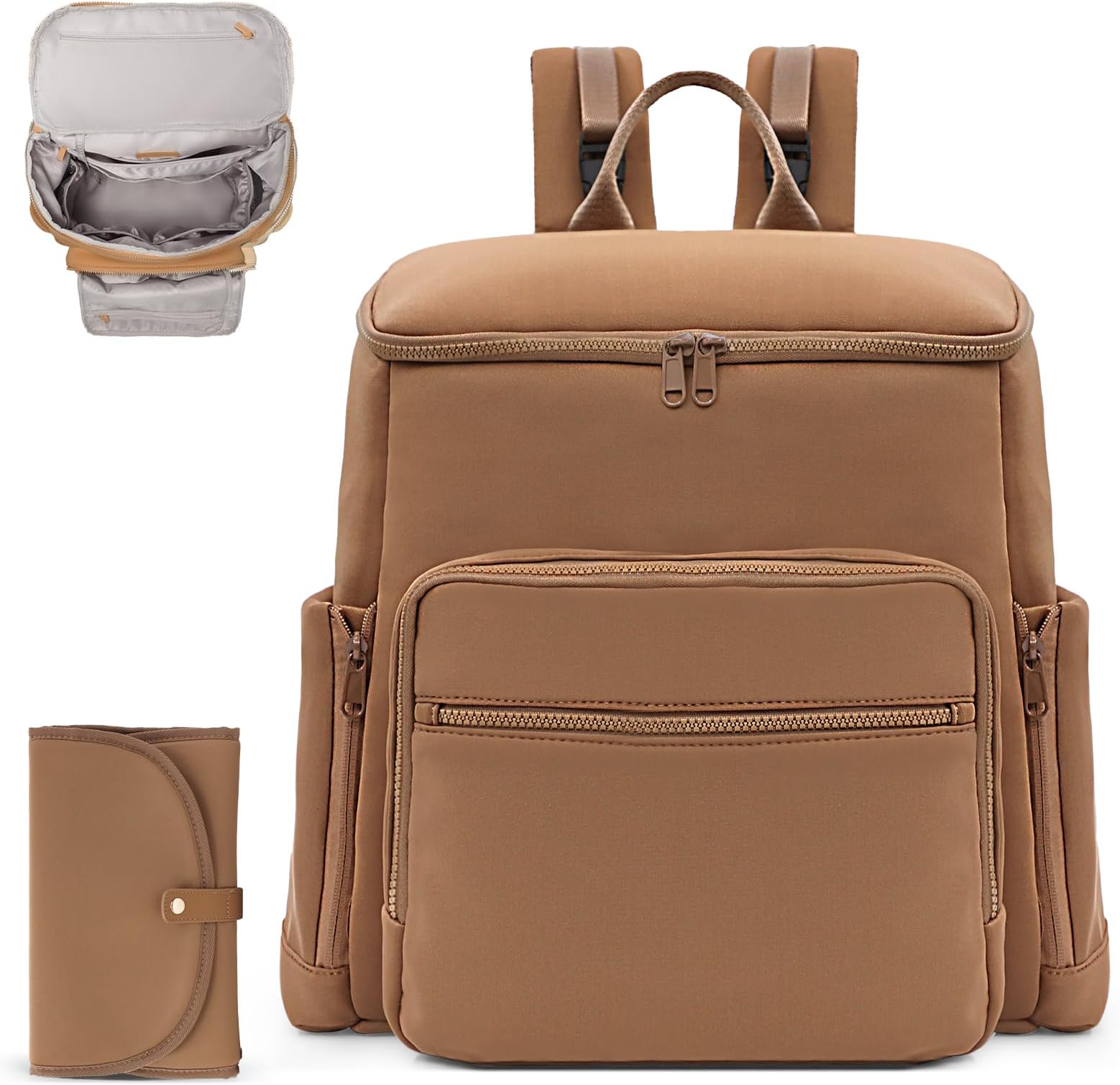 Diaper Bag Backpack, Neoprene Bag Backpack 16 Pocket, 4 Insulated Pockets, Baby Bag with Changing Pad