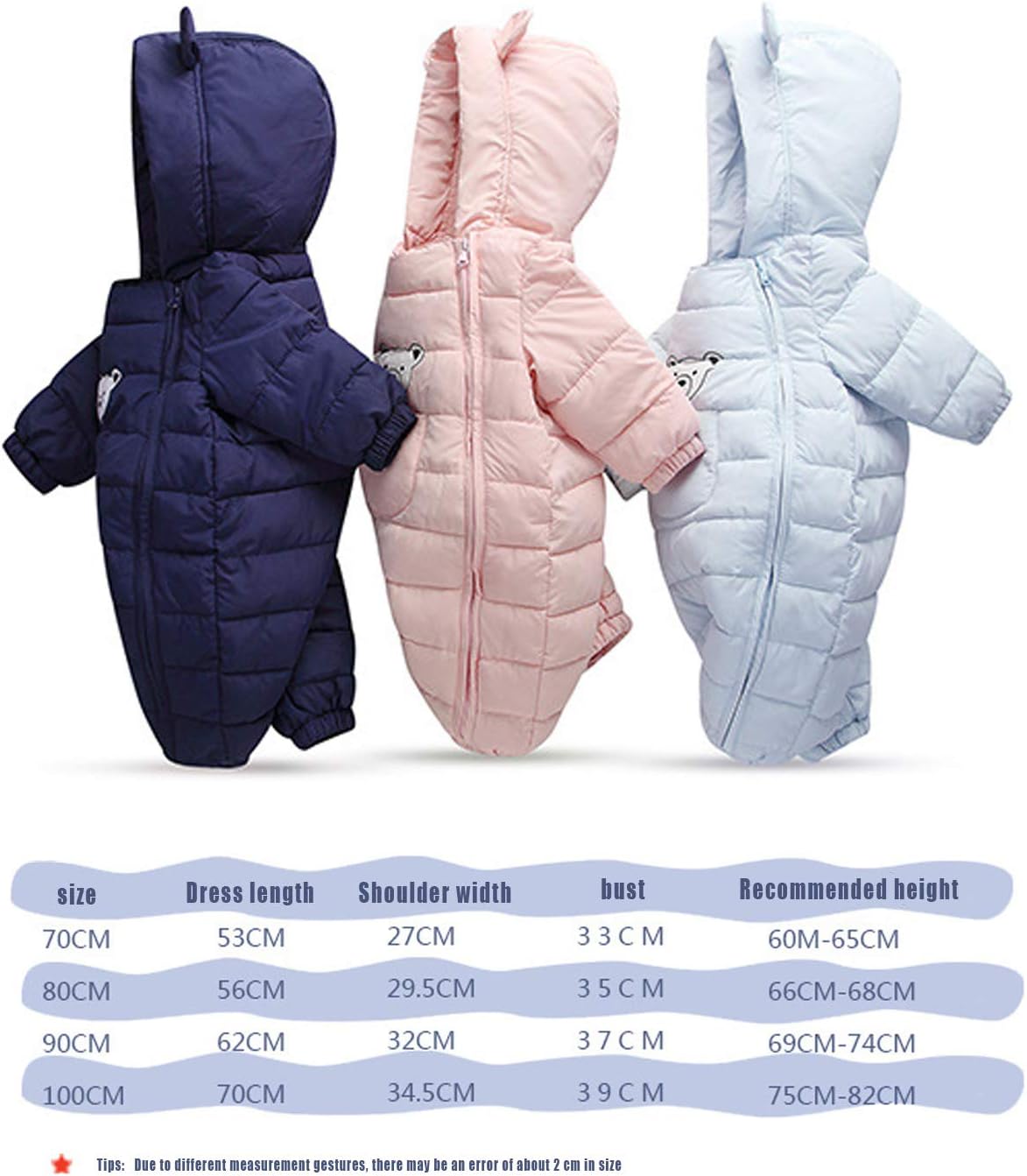 Bestgift Unisex Infant Baby Toddler Winter Snowsuit Hooded Warm Outerwear