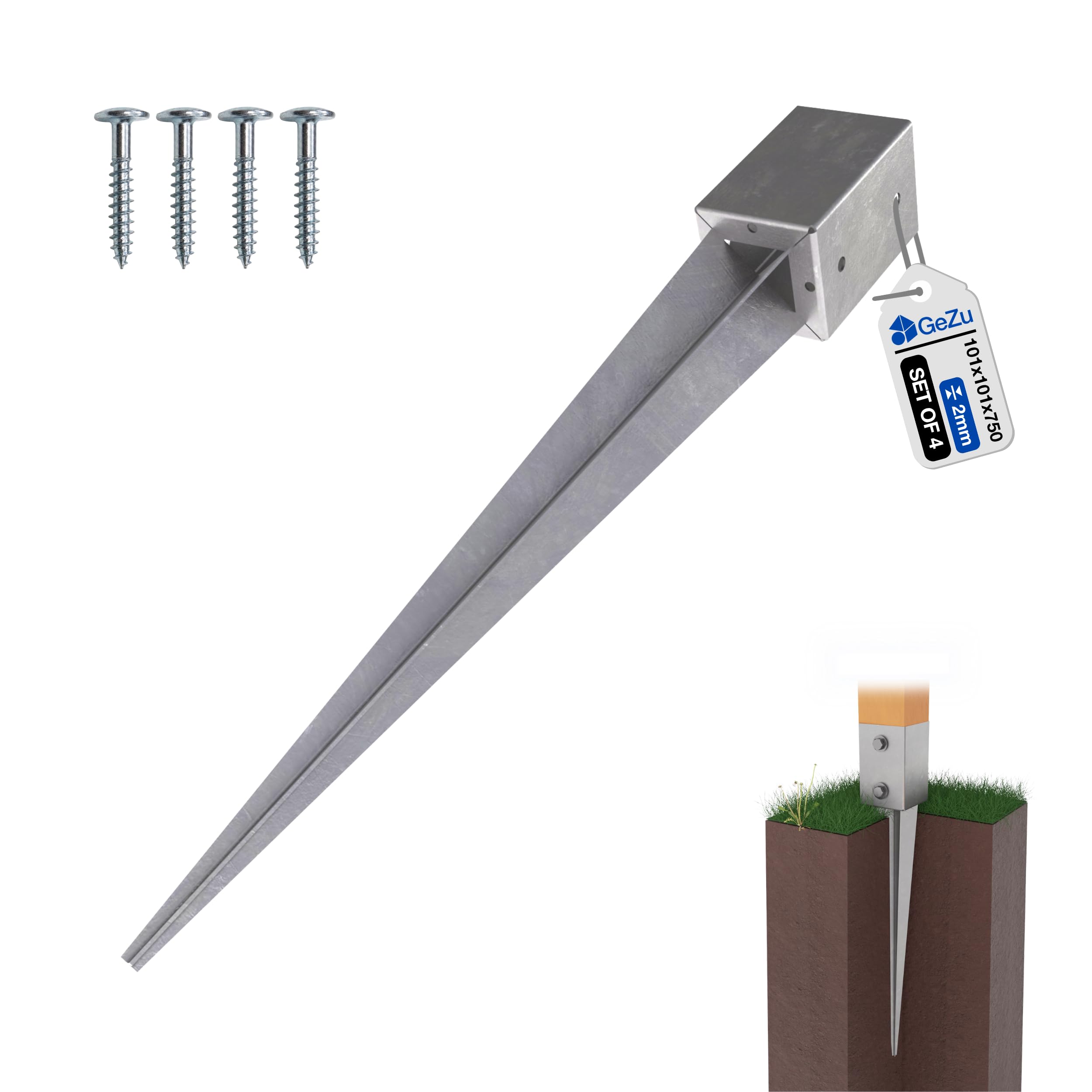 GeZu Impex Post Support 101 x 101 x 750 mm Set of 4