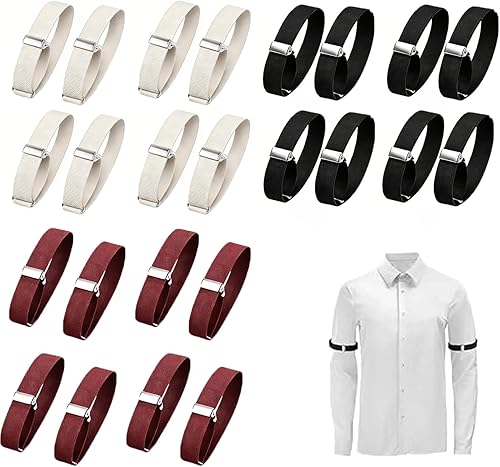 12 Paar Ärmelhalter Herren Damen, Ärmelhalter Manschette Fixiert 3 Farben Anti R