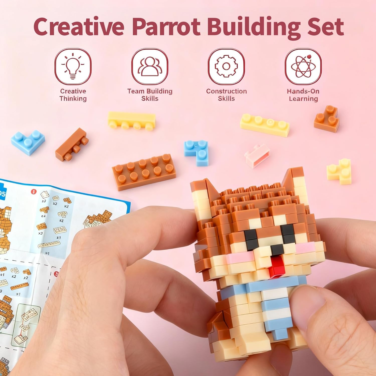Party Favors Animal Building Sets Easter 12 Mini Cat Dog Figures 2189 PCS Micro Bricks Creative Build Gift Christmas Birthday Ages 14+