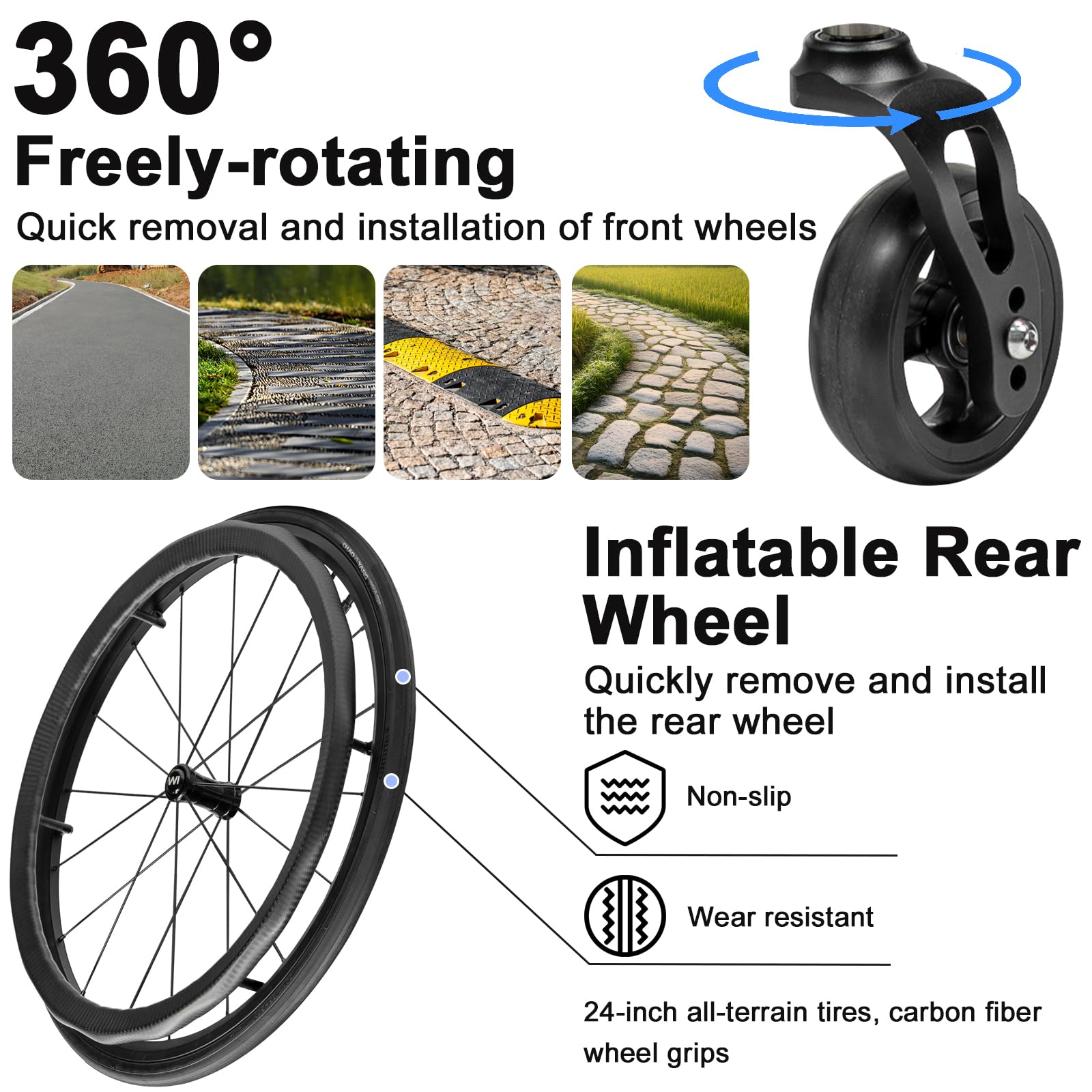 Silla de Ruedas Deportiva de Fibra de Carbono, Silla de Ruedas Plegable Ligera y silenciosa, con Dos Brazos Reforzados en Forma de X en la Parte Inferior, Capacidad de Carga de 100 kg(Seat