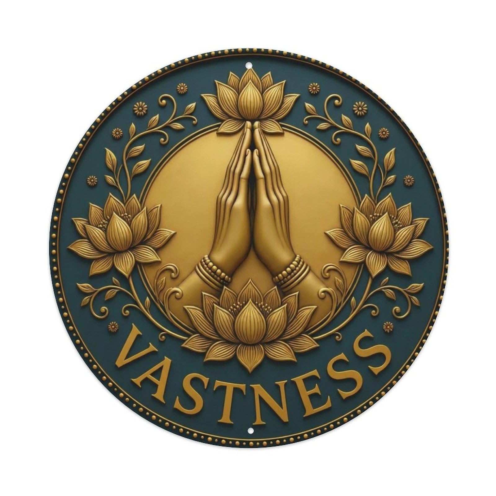 Fyrn Style Metal Tin Sign Vintage Namaste Praying Hands Vastness Flower Zen Yoga