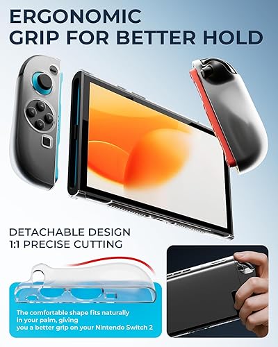 Vista 7 de Pro Controllers Accessories Bundle for Nintendo Switch 2 18-in-1: Carrying Case, Screen Protector, Thumb Grip for Joycon, Dockable Console 2