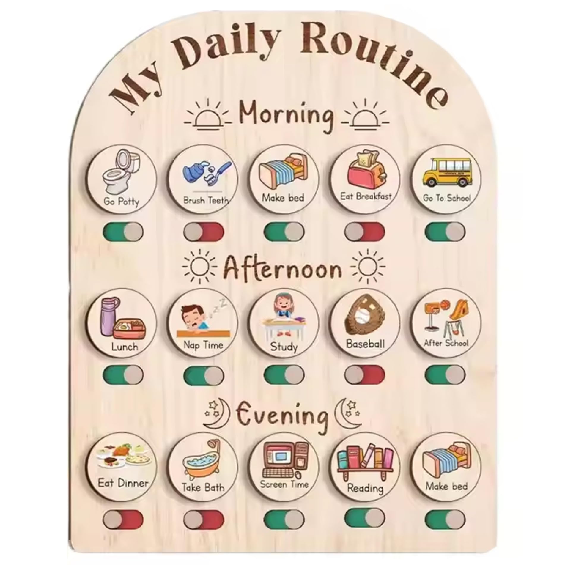 Tabella della Routine giornaliera per Bambini Tabella della Routine per Bambini in Legno con Scatola portaoggetti Programma visivo per delle faccende domestiche e Scolastiche per Bambi