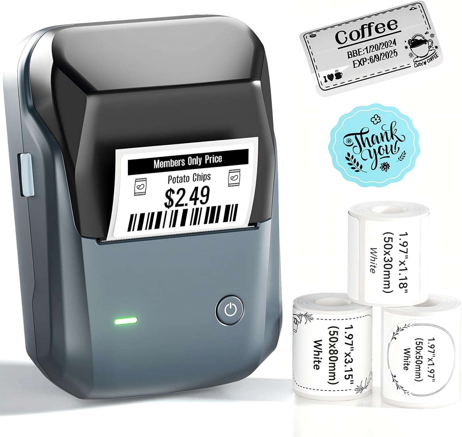 NIIMBOT B1 2 Inch Thermal Label Maker with 3 Tapes for Phones & PC, Blue