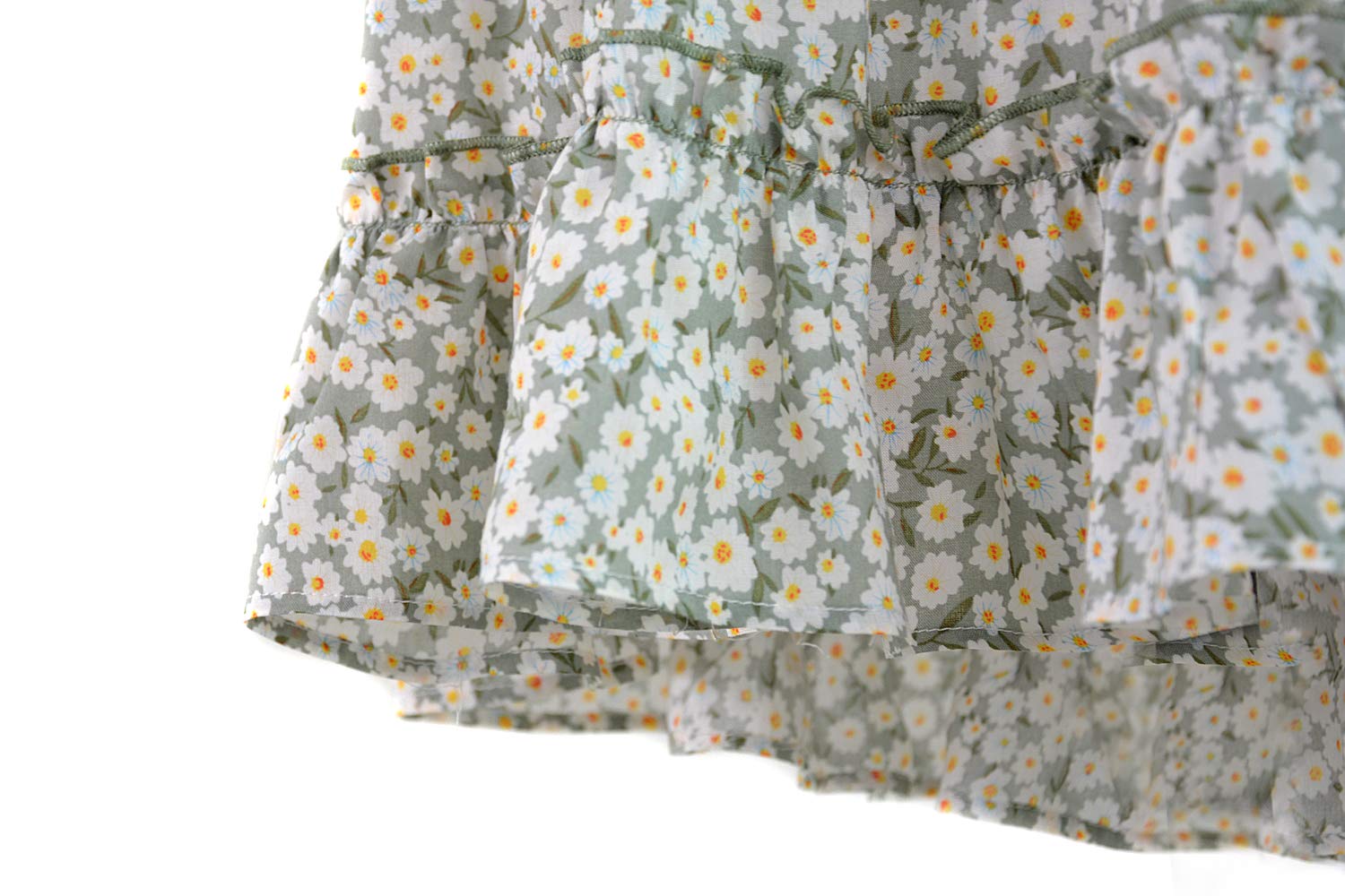 Mini Gonna da Donna, Estiva, con Volant, a Vita Alta, per Spiaggia, Boho Floreale, a Pois - Verde - XL