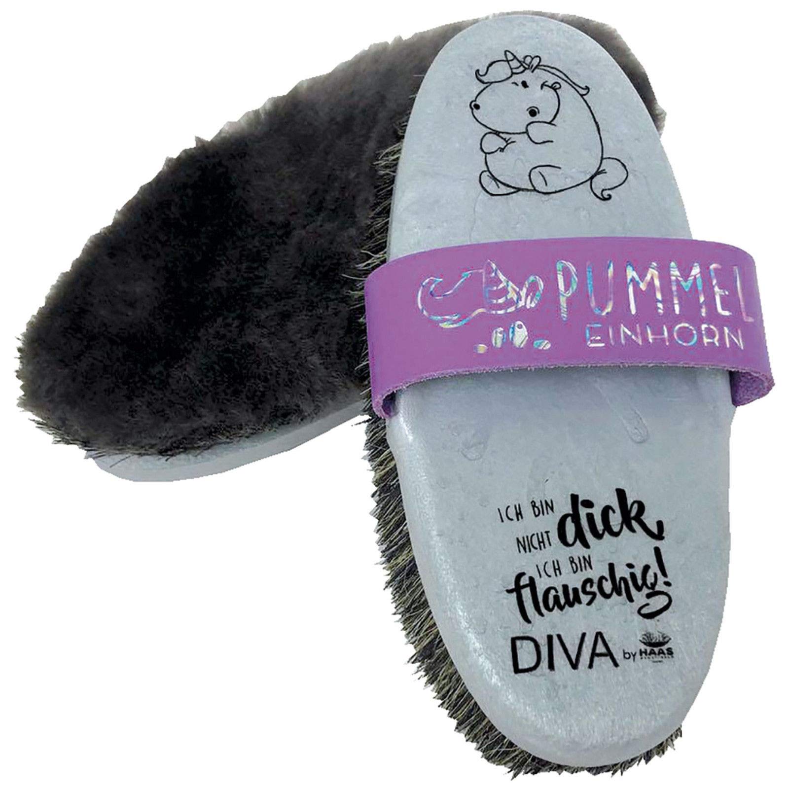 Brosse Licorne Haas avec peau d'agneau pour le pansage et le soin des chevaux
