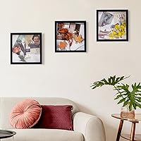 Vista 7 de Muzilife Marco de Fotos Tipo Shadow Box de 10x10 para Exhibición en Pared y Mesa - Estuche de Exhibición Rústico de Madera Profunda y Vidrio Listo