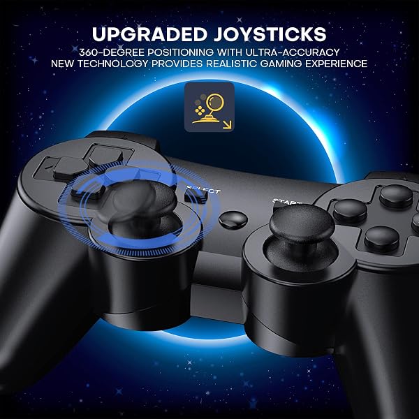 Diswoe Controller per PS3, Controller Bluetooth per PS3 Wireless Controller Senza Fili con Doppia Vibrazione Controller Ricaricabile Gamepad Joystick PS3 - 3