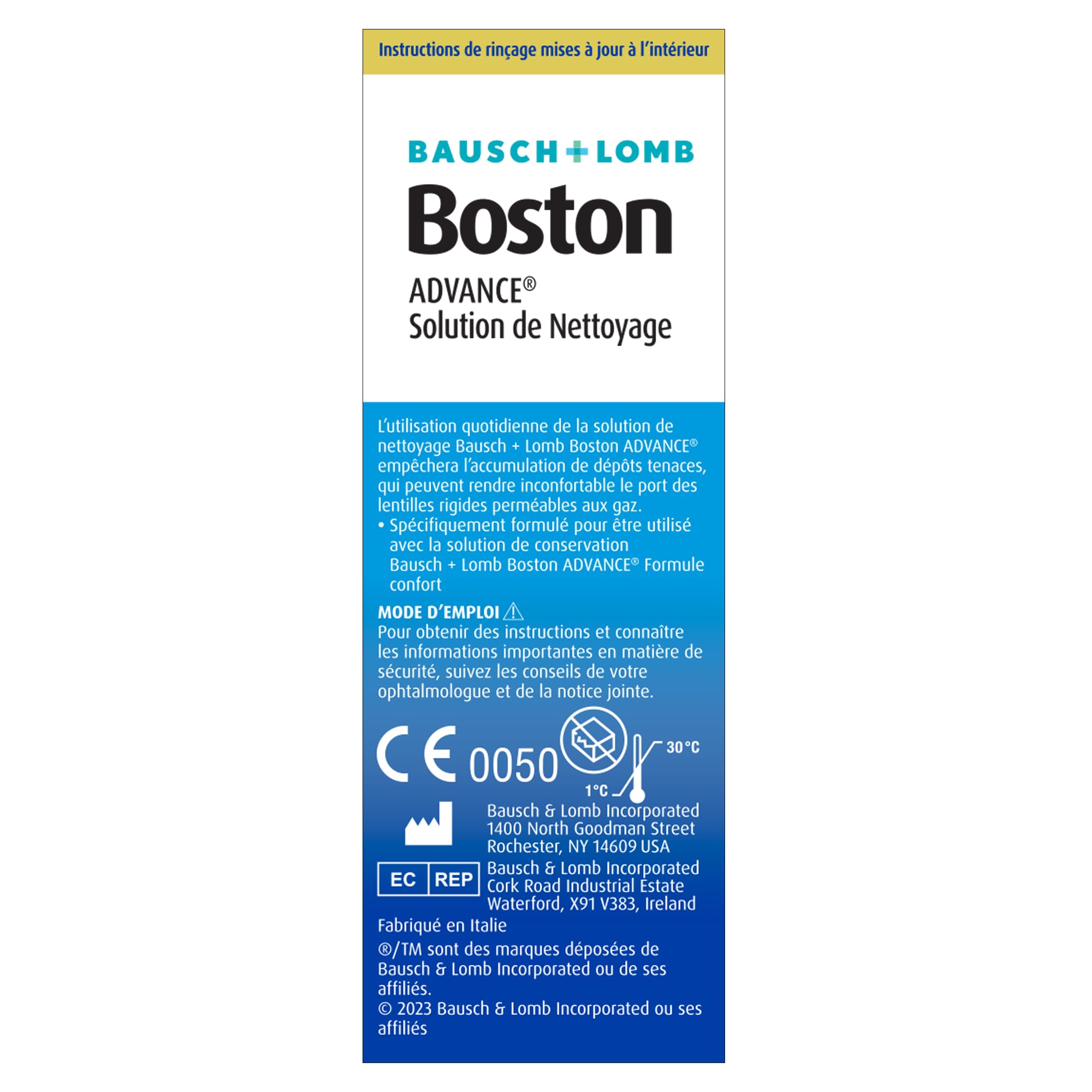 Boston Advance Cleaner Solution de Nettoyage pour Lentilles Rigides et Rigides Perméables Au Gaz, 30 ml