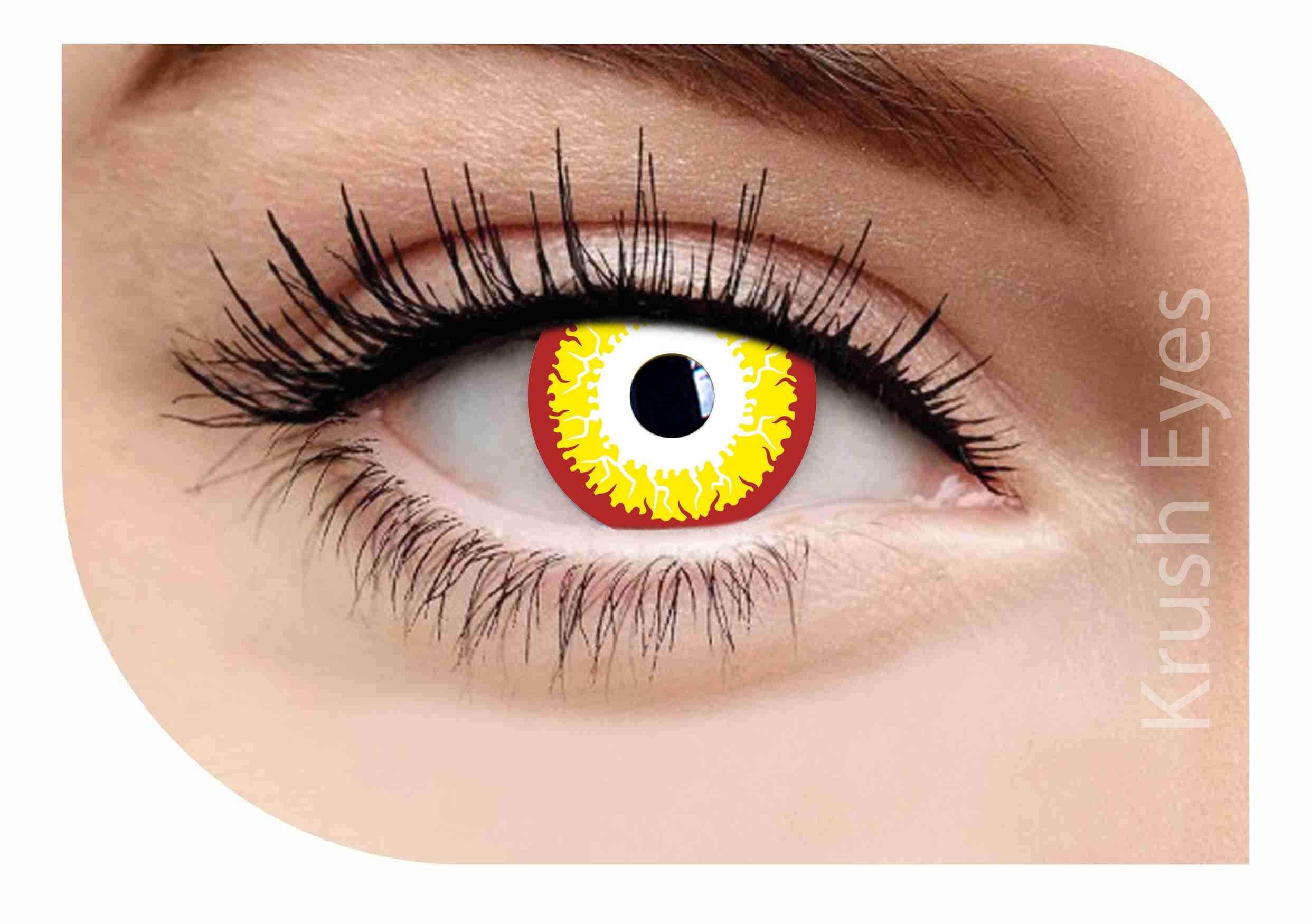 Krush Eyes Crazy Look Gold Vampire Halloween Eyes Coloured Contact Lenses with Lens Case