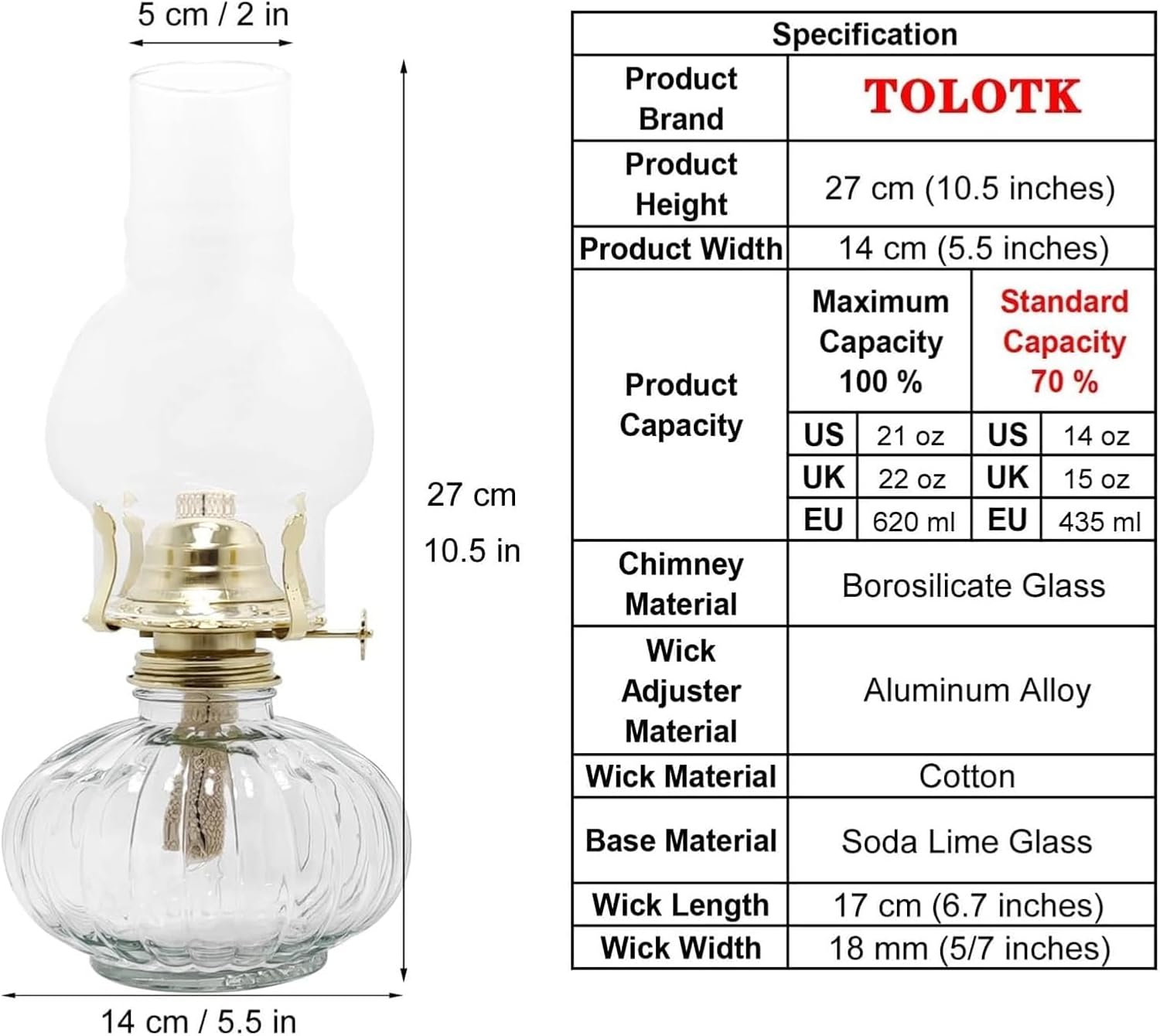 Chamber Oil Lamp Kerosene LampCreative Oil Lamps Glass Oil Lamps(Oil Lamp)