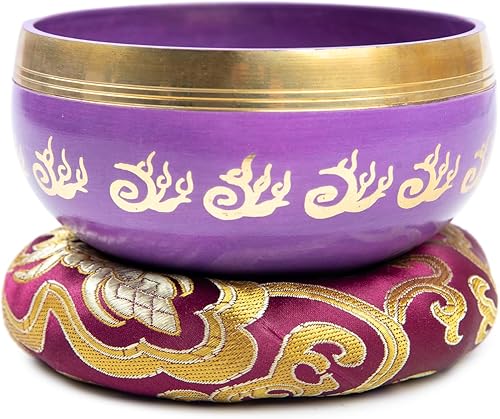 Miniatura 43 de HIMALAYAN BAZAAR - Juego de cuencos tibetanos de 4 pulgadas, fácil de tocar, auténtico, hecho a mano para meditación, sonido de 7 chakras, curación