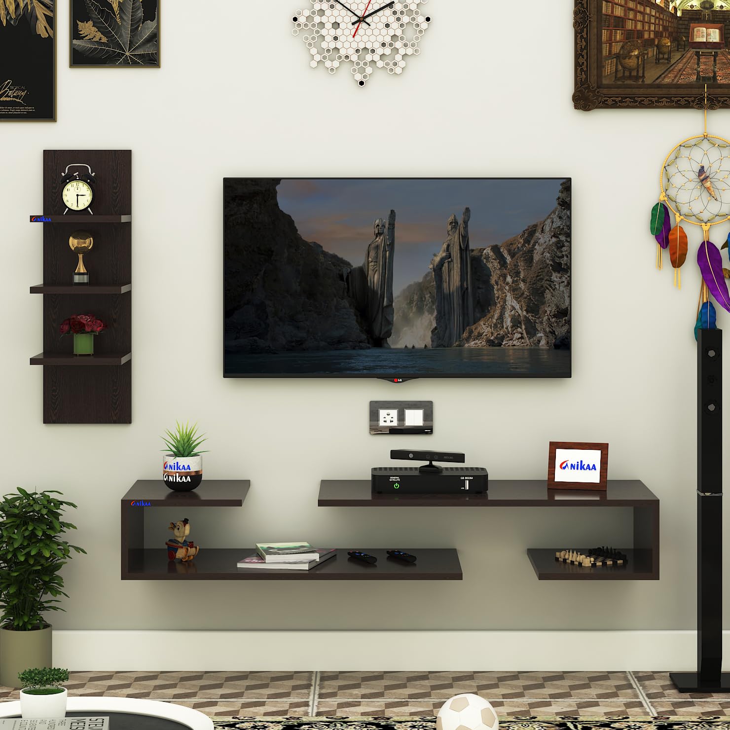 Anikaa Gulliver Engineered Wood Wall Mount TV Unit TV Stand TV Cabinet TV Entertainment Unit Set Top Box Stand (Wenge) (Ideal for 43 Inch)(D.I.Y)