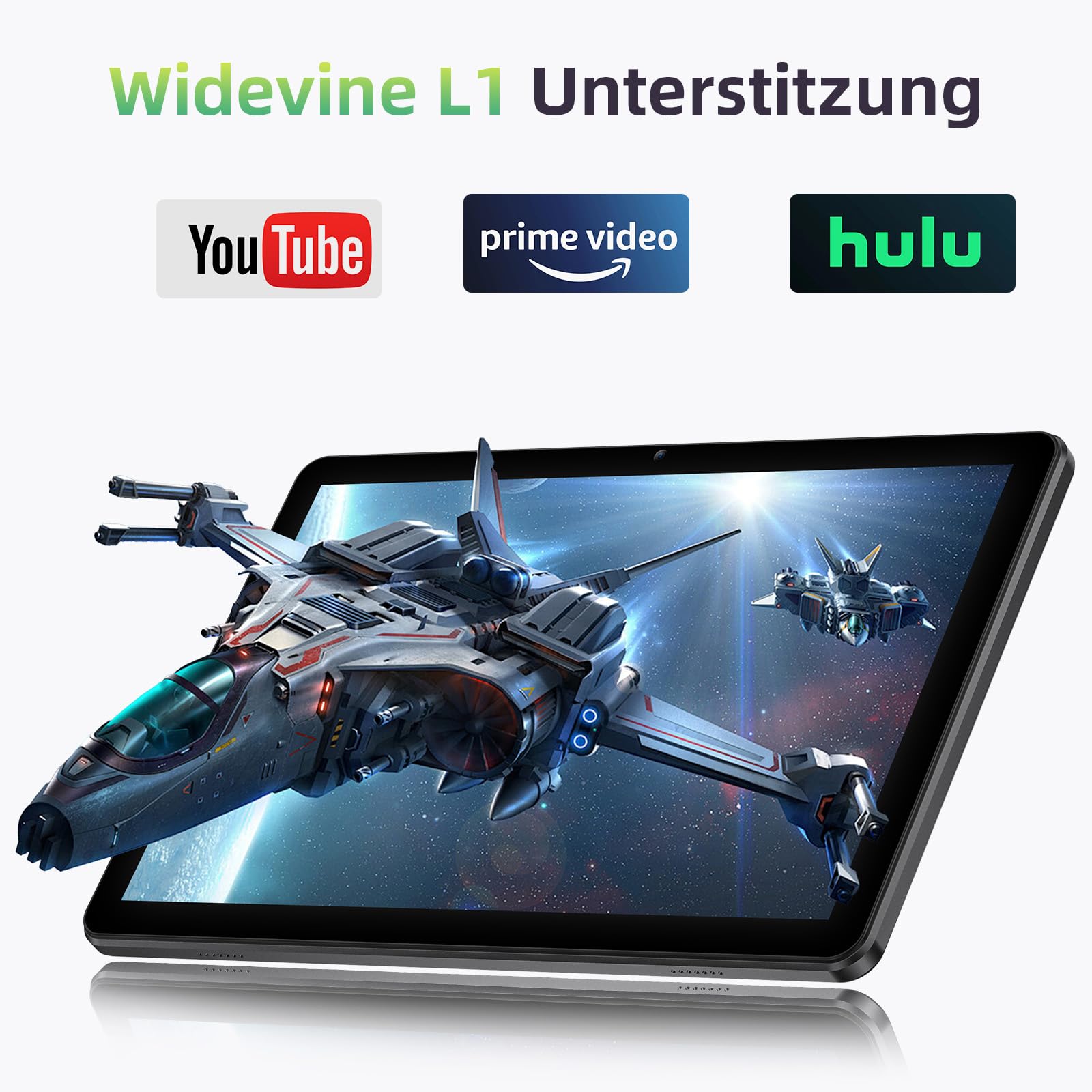 Tablet 10 Zoll, Android 15 Tablets mit Hülle, Unisoc T30 Quad-Core, 18 GB RAM + 128 GB ROM + 1 TB TF, 1280x800 HD IPS Display, 5MP + 8MP Duale Kamera, 6000 mAh, WiFi 6, BT 5.0, Widevine L1 (K70)