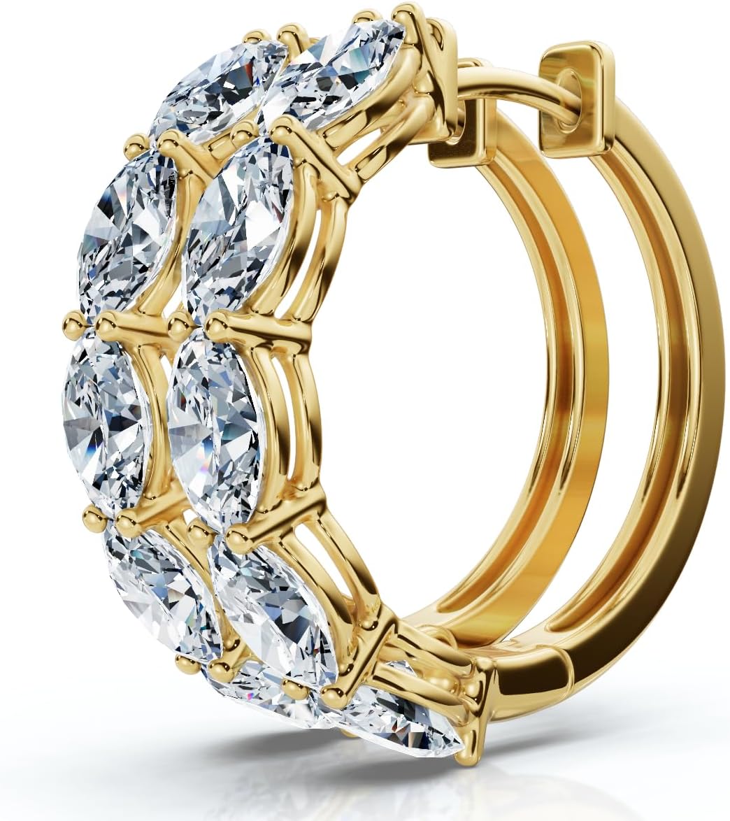 Pompeii 1-5Ct Diamond Oval Shape Hoops 14k Gold Lab Grown Women's Earrings (,VS1-VS2)