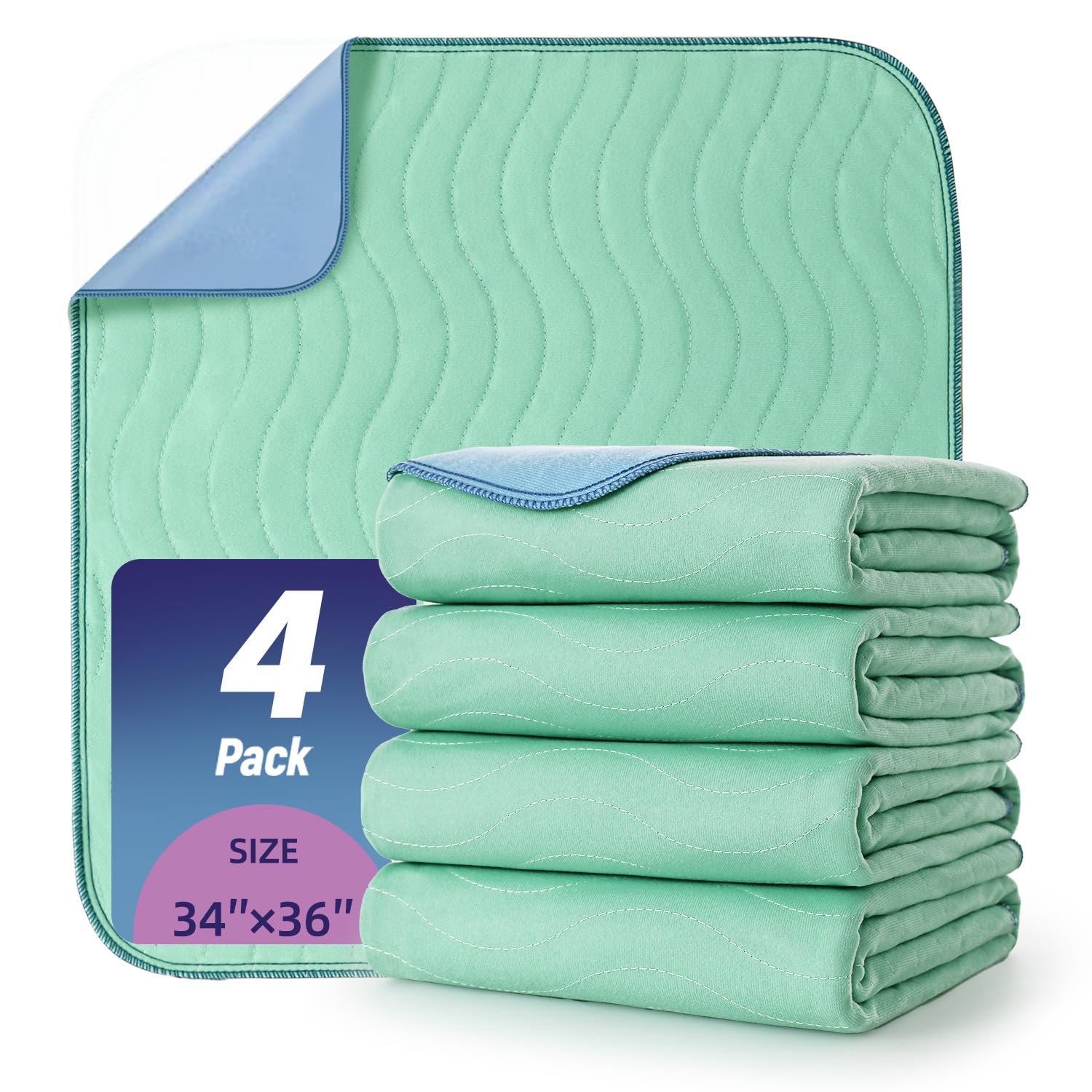 Incontinence pad - Super Absorbent Waterproof Bed mats for Kids, Adults&Elderly, Washable Pee Pads for Dogs (4, 34*36 inch)-image-15