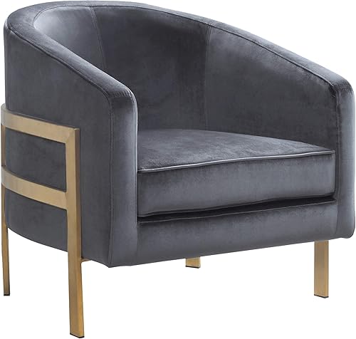 Miniatura 16 de Iconic Home Monte Accent - Silla de club elegante y elegante de terciopelo con acabado de latón cepillado, marco de acero inoxidable moderno y Negro