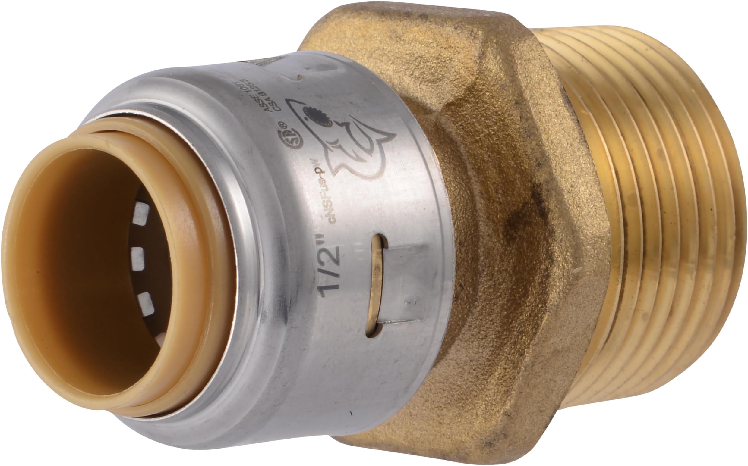 SharkBite Max 1/2 Inch x 3/4 Inch MNPT Reducing Adapter, Push to Connect Brass Plumbing Fitting, PEX Pipe, Copper, CPVC, PE-RT, HDPE, UR116A
