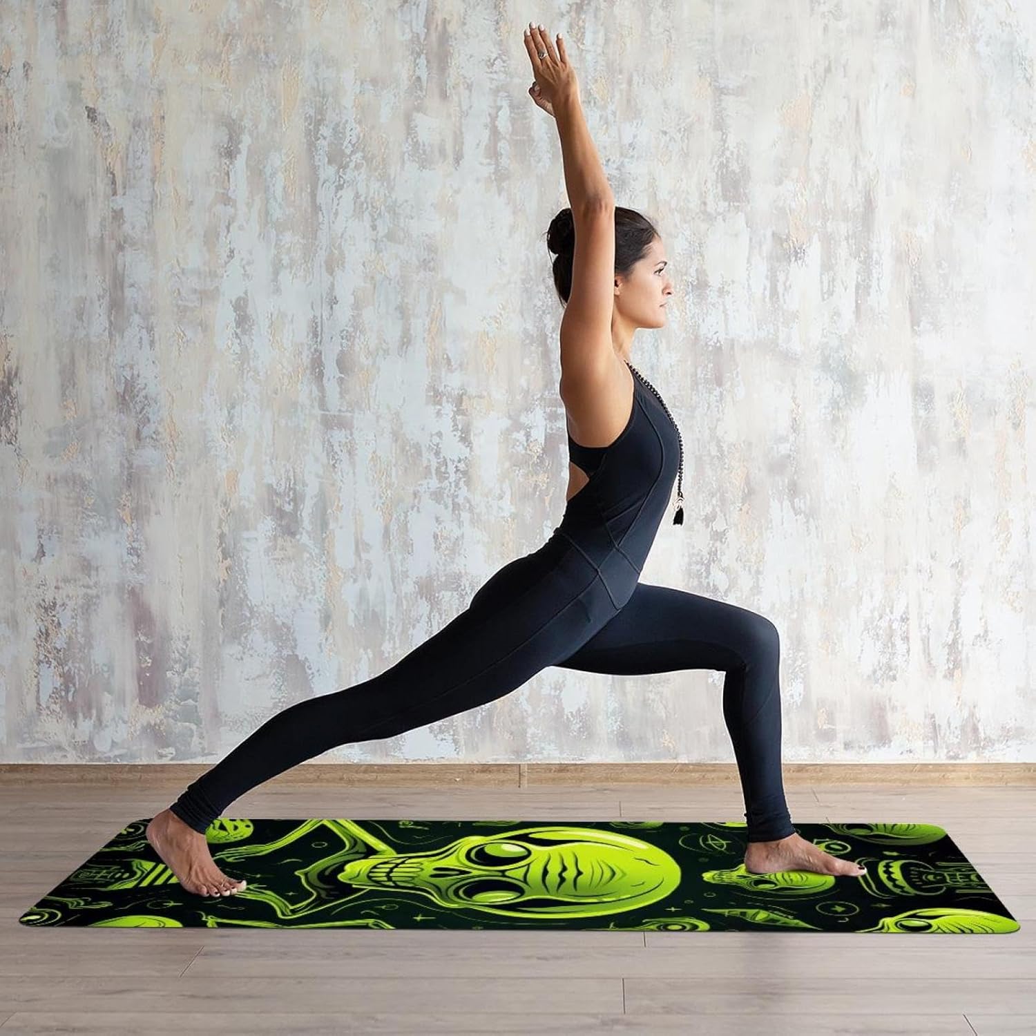 Yoga Towel, Outer Space Alien Pattern Non Slip Sweat Absorbent Hot Yoga Mat Towel for Hot Yoga, Pilates and Fitness - 72.8" x 26.8"