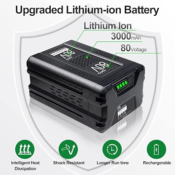 DTK 2 Packs Replacement for Greenworks 80V Battery 3000mAh GBA80200 GBA80250 GBA80400 GBA80500 Compatible with Cordless Power Tools