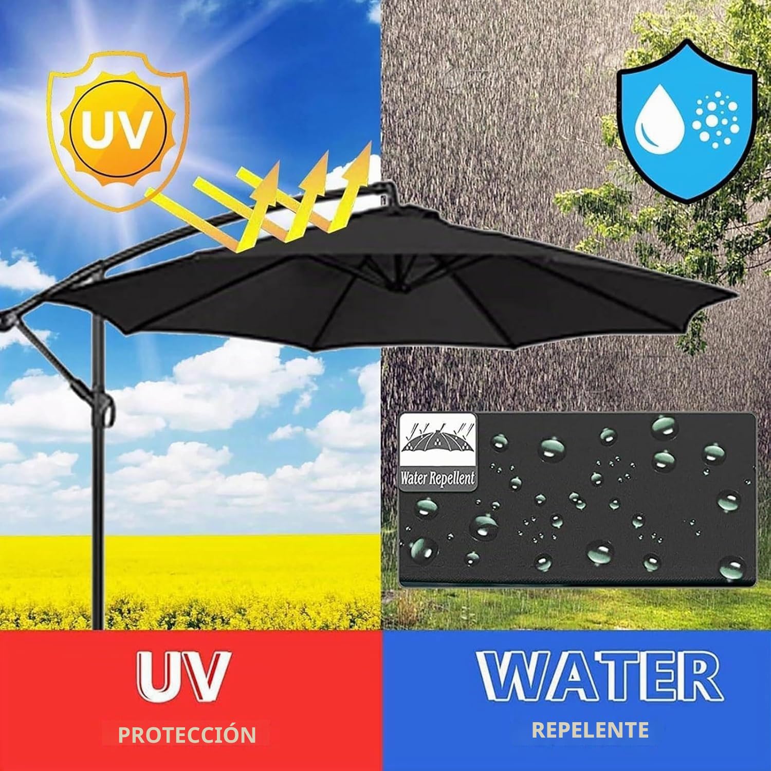 SkyFace Parasol de repuesto para sombrilla 8 varillas 4 metros, Tela De Paraguas Recambio Sombrilla Impermeable, Cubierta Repuesto Patio Protección UV Piscina Jardín Terrazas Exterior