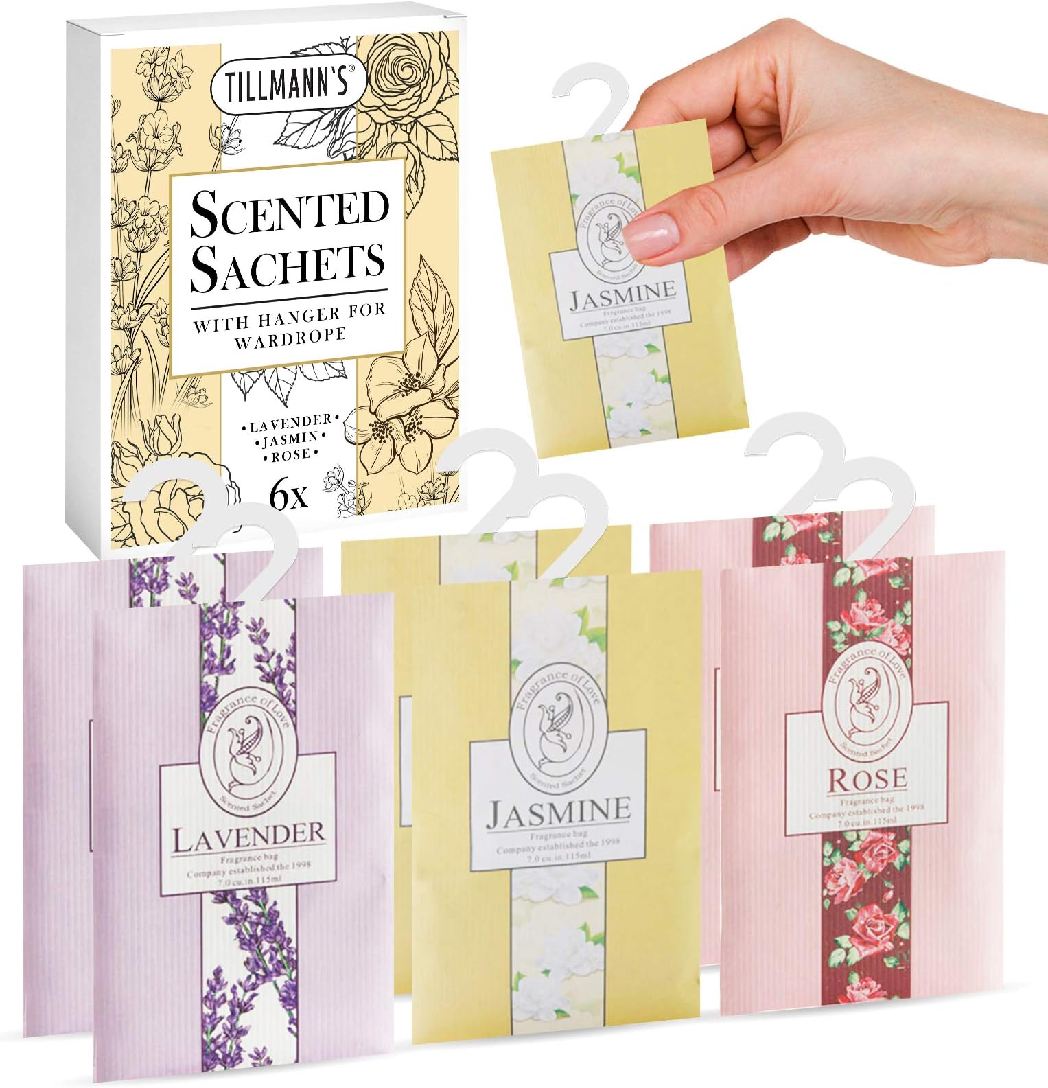 Wardrobe Fresheners 6 Pack Lavender Jasmine Rose Scented