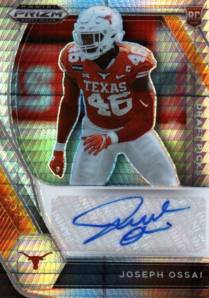 Joseph Ossai Autographed Prizm Refractor Rookie Collectible Football Card - 2021 Panini Prizm Refractor Draft Picks Rookie Football Card #DPA-JOS (Texas) Free Shipping & Tracking