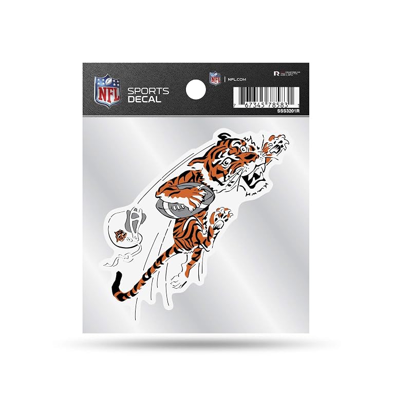 Adesivo decorativo NFL Retro Cincinnati Bengals Rico Industries, estampa de tigre, 17,8 x 12,7 cm