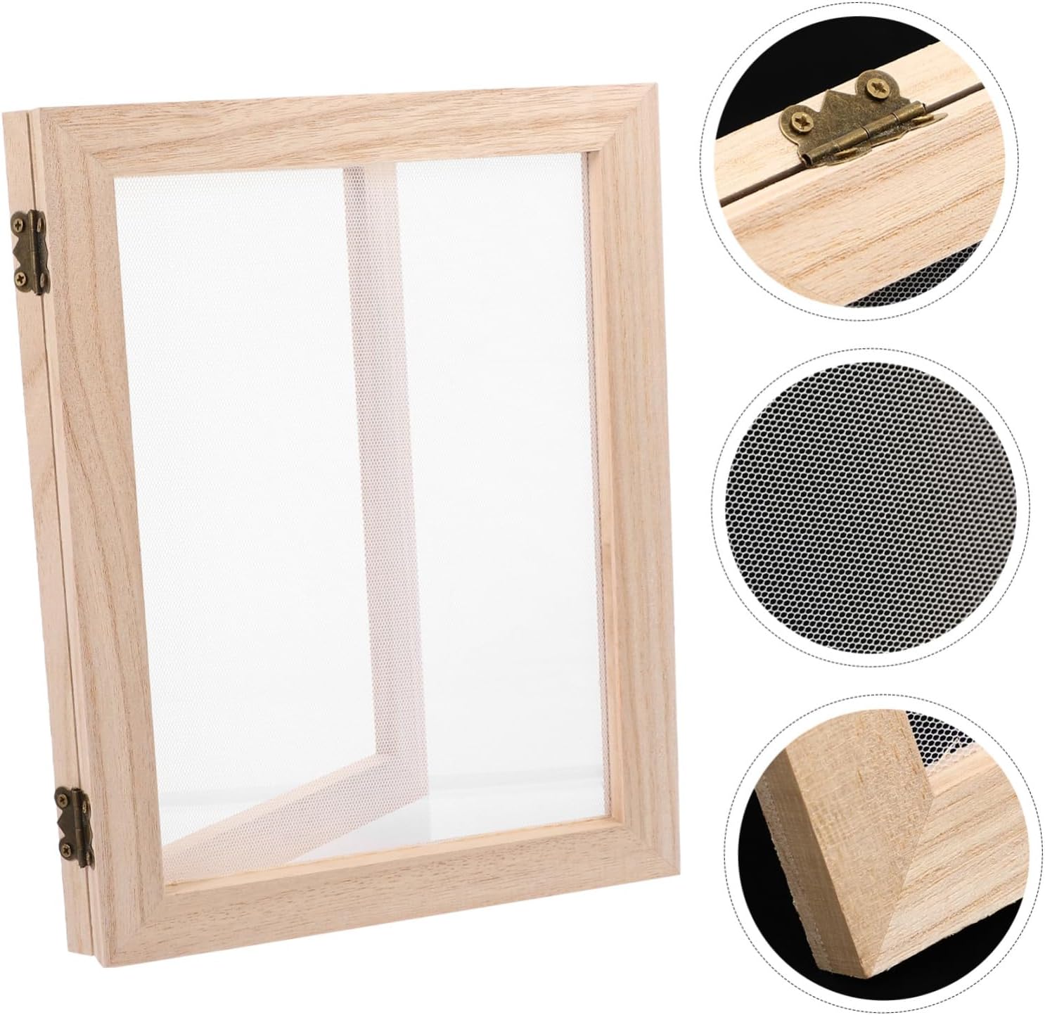 Beatifufu Double-Layer Paper Craft Frame Set for Kids DIY Handmade Wooden Paper Making Mold Natural Color for Arts and Crafts Projects