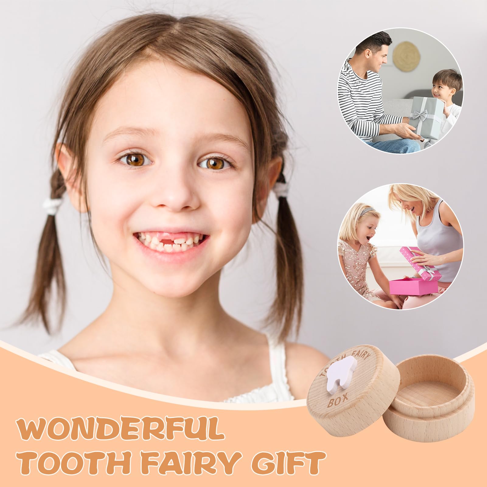Mantoto Tooth Fairy Kit - 2 Piece Set including Cute Box and Bag, 3D Carved Wooden Storage for Dropped Teeth (Blue) - Image 4
