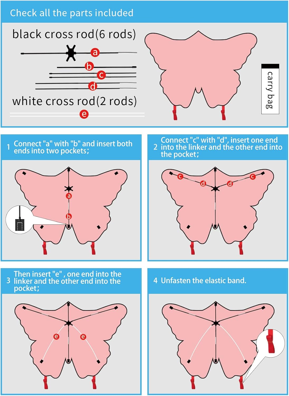 Colorful Butterfly Kites for Kids and Adults, Big Kids Kites Easy to Fly, Beach Kite for Adults,Perfect Family Kite for Parks and Outdoor Activities,50M String Handle Included,1 Pack