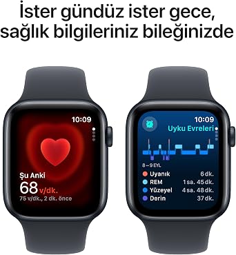 Apple Watch SE (2nd generation) GPS + Cellular 44 mm Midnight Safe Smart Watch and Midnight Sports Cord - M/L. Fitness and Sleep Tracking, Traffic Accident Detection, Heart Rate Tracking, Retina Display