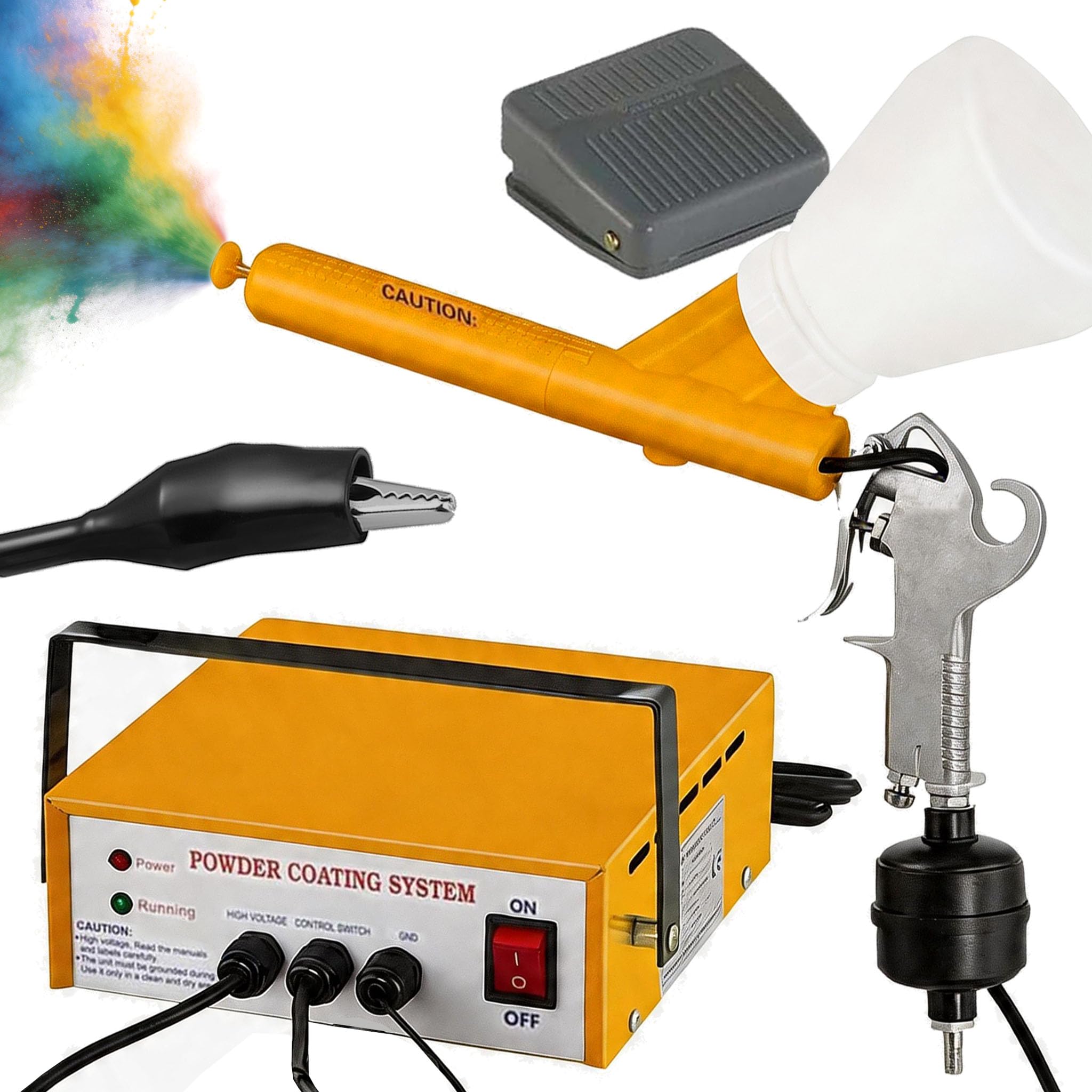 Sistema de Pulverización de Pintura, Pulverizador Electrostático con Pistola de Polvo y Pedal Sistema de Recubrimiento Electrostático en Polvo Kit de Recubrimiento en Polvo