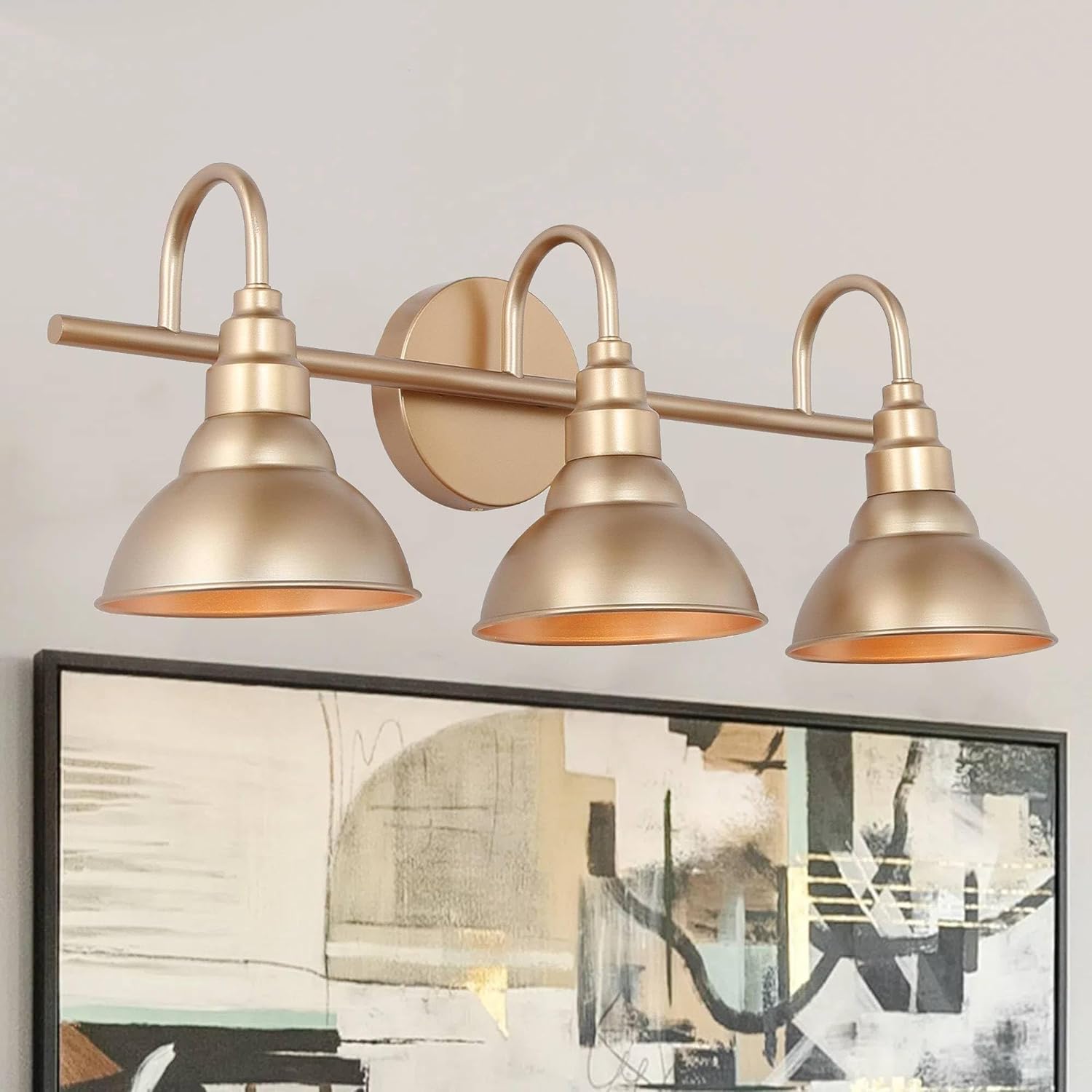 Bathroom Light Fixtures, 3 Light Modern Gold Vanity Light Over Mirror Dark Gold Bathroom Vanity Lighting for Bedroom, Powder Room