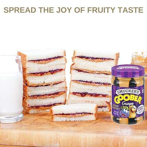 Vista 3 de El paquete de mantequilla de maní y gelatina incluye dos (2) Smuckers de 18 onzas de mantequilla de maní de uva Goober y jalea una cremosa